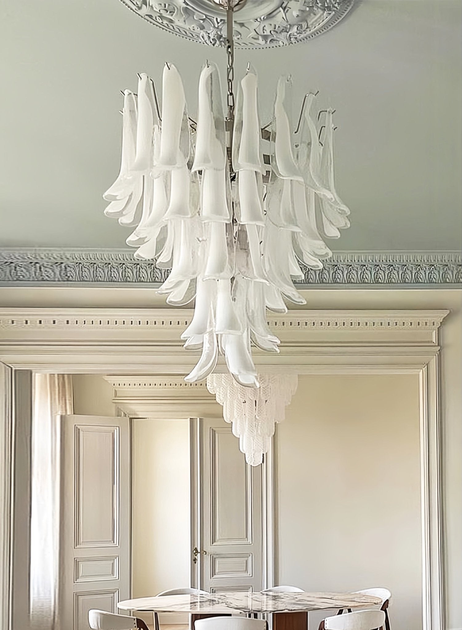 Eiroian Chandelier Clear Murano Glass Petal Vintage