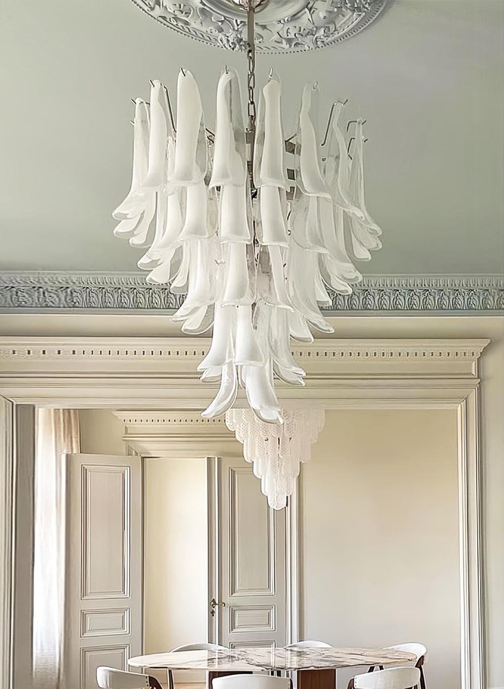 Eiroian Chandelier Clear Murano Glass Petal Vintage
