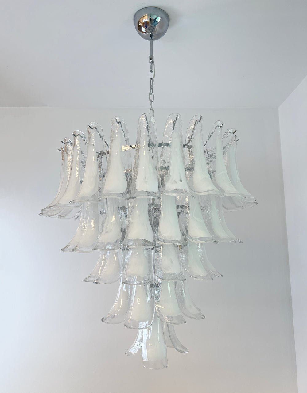 Eiroian Chandelier Clear Murano Glass Petal Vintage