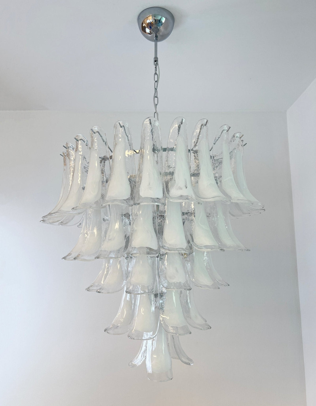 Eiroian Chandelier Clear Murano Glass Petal Vintage