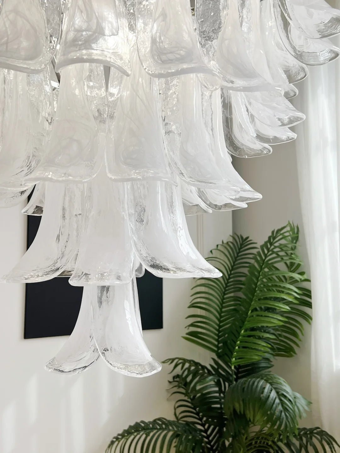 Eiroian Chandelier Clear Murano Glass Petal Vintage
