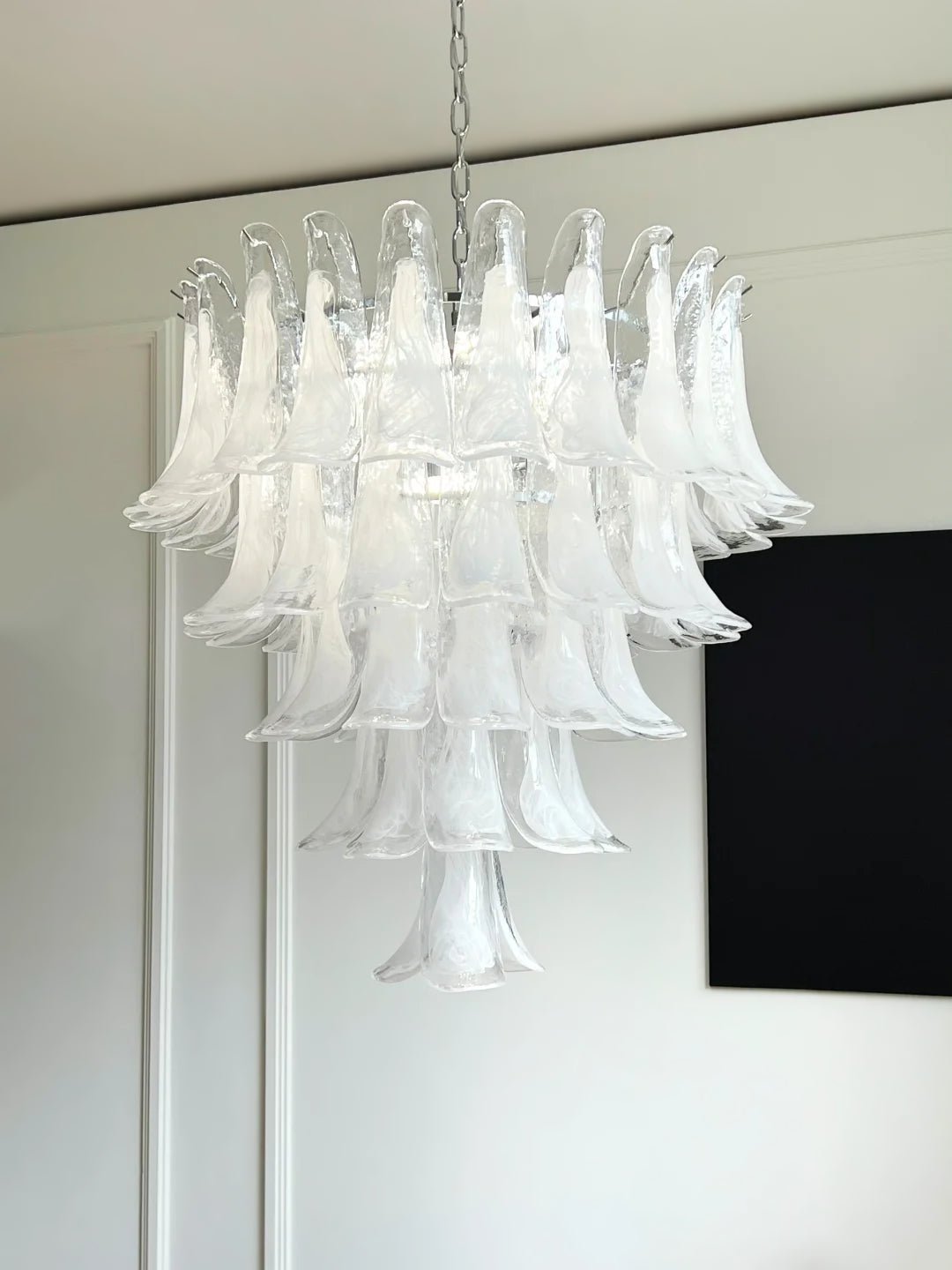 Eiroian Chandelier Clear Murano Glass Petal Vintage