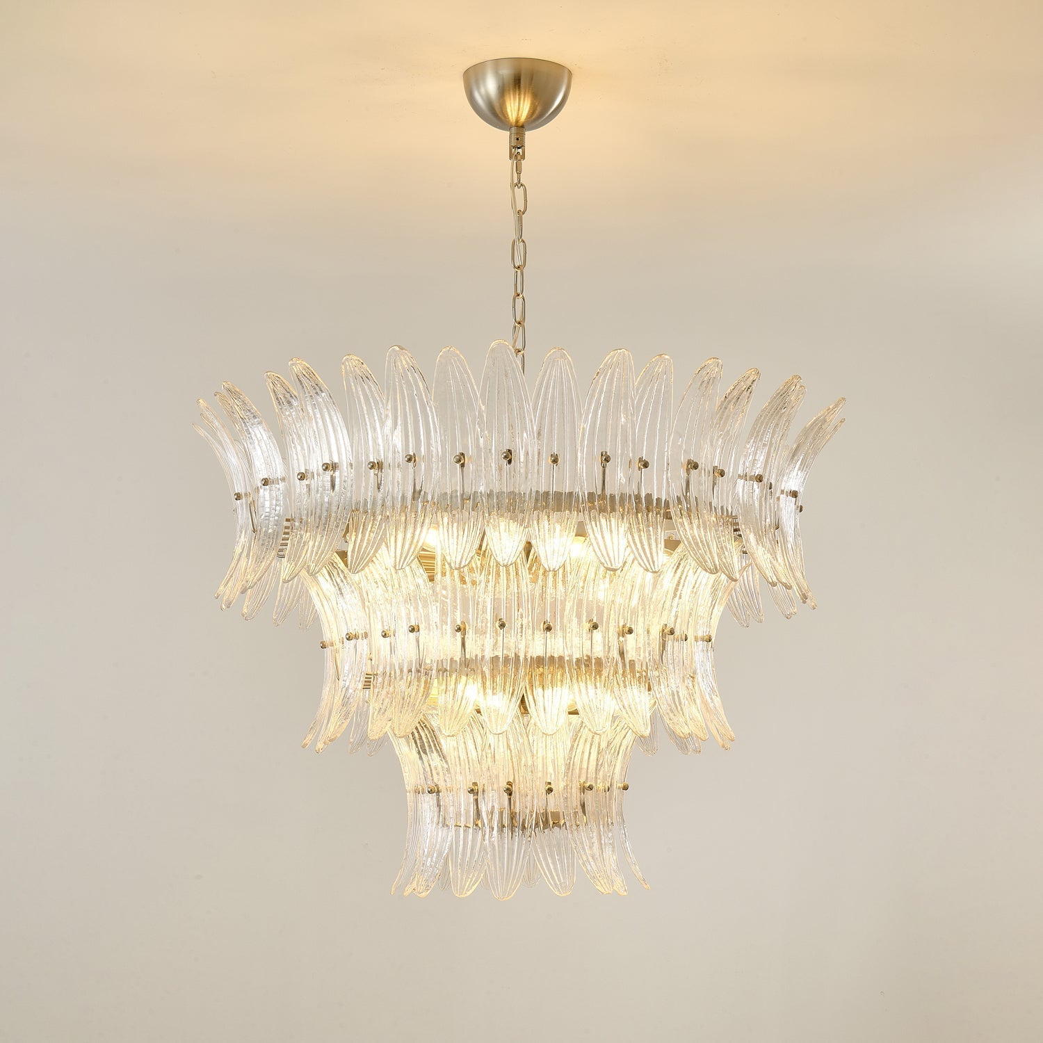 Eirerian Chandelier Murano Glass Palmette Leaf Tiered
