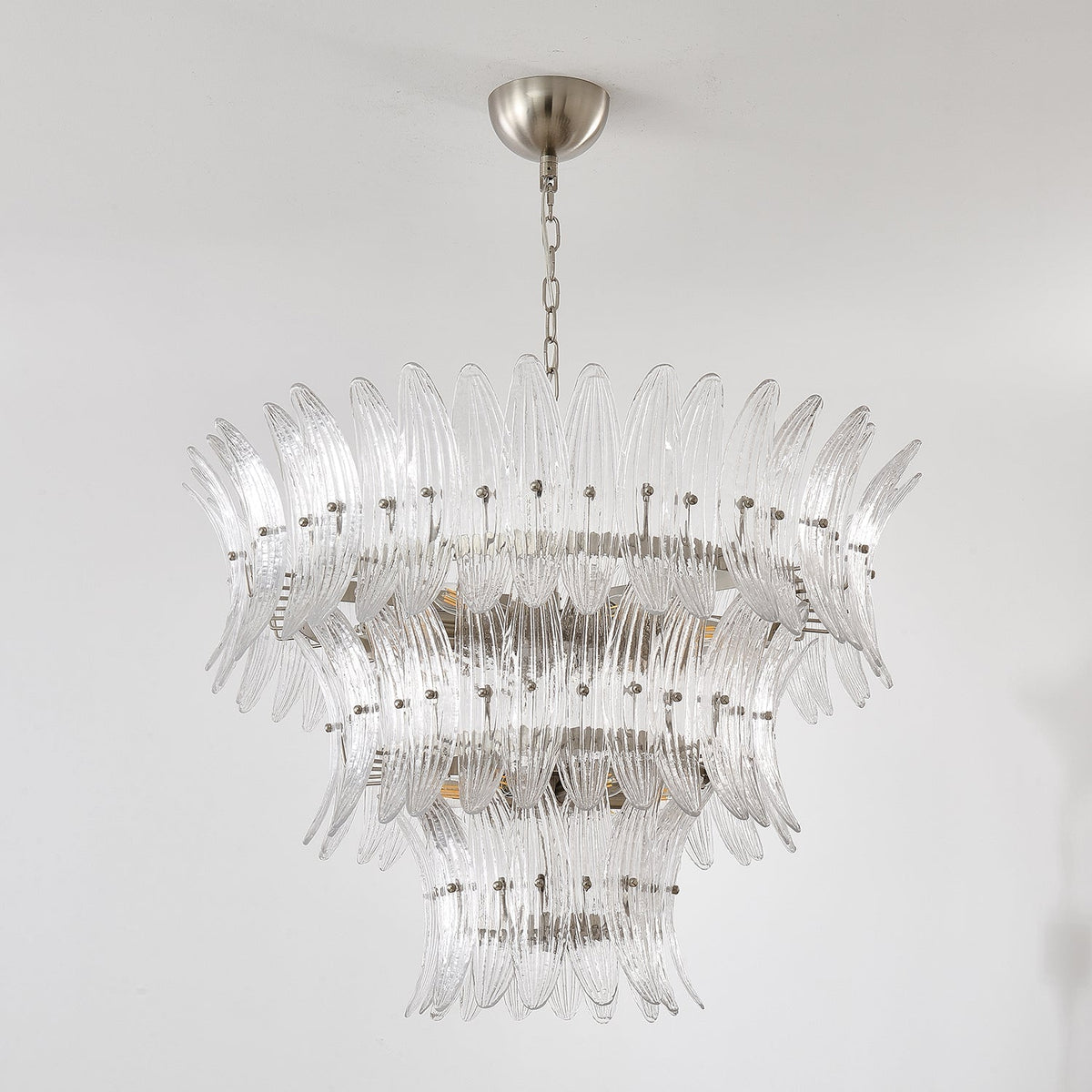 Eirerian Chandelier Murano Glass Palmette Leaf Tiered