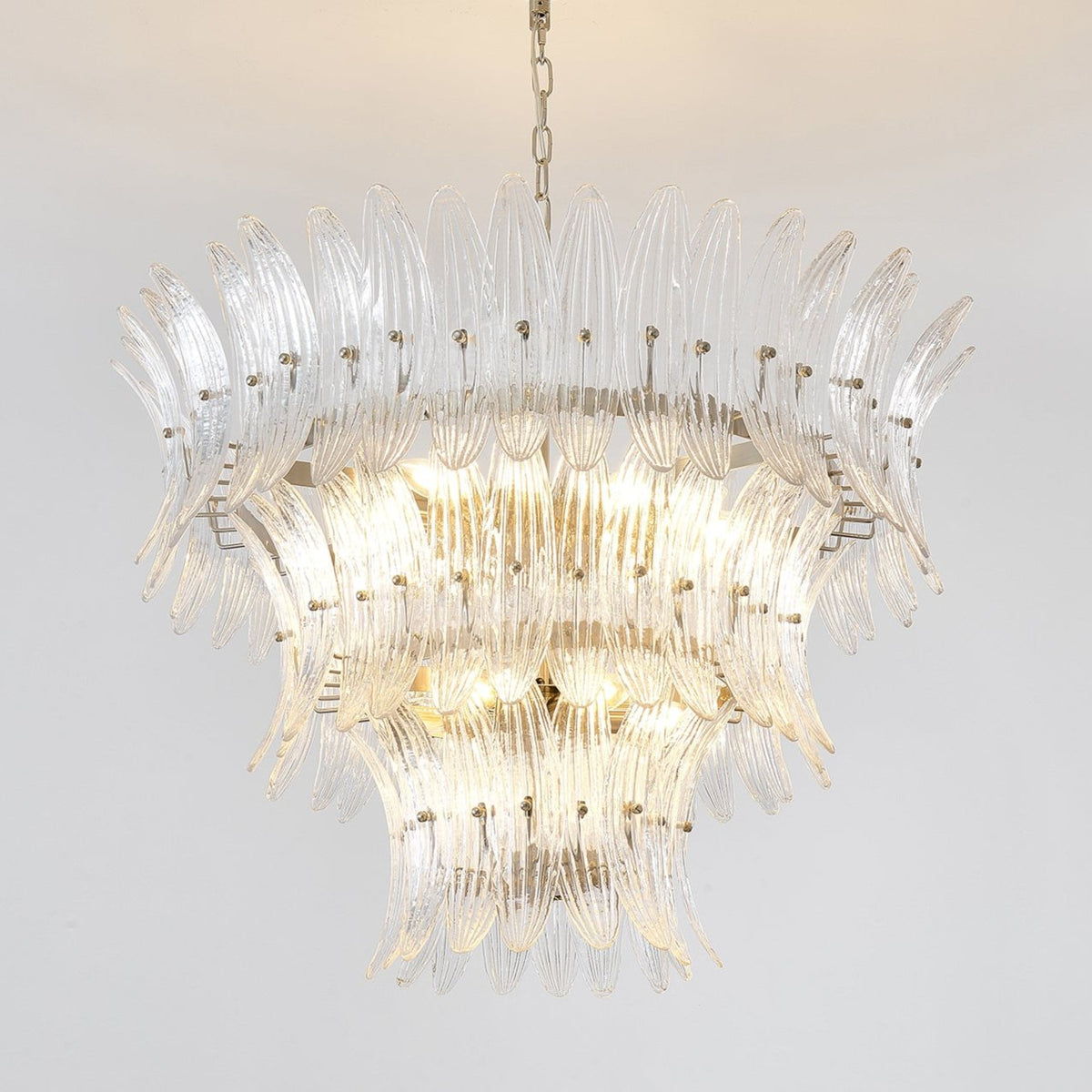 Eirerian Chandelier Murano Glass Palmette Leaf Tiered
