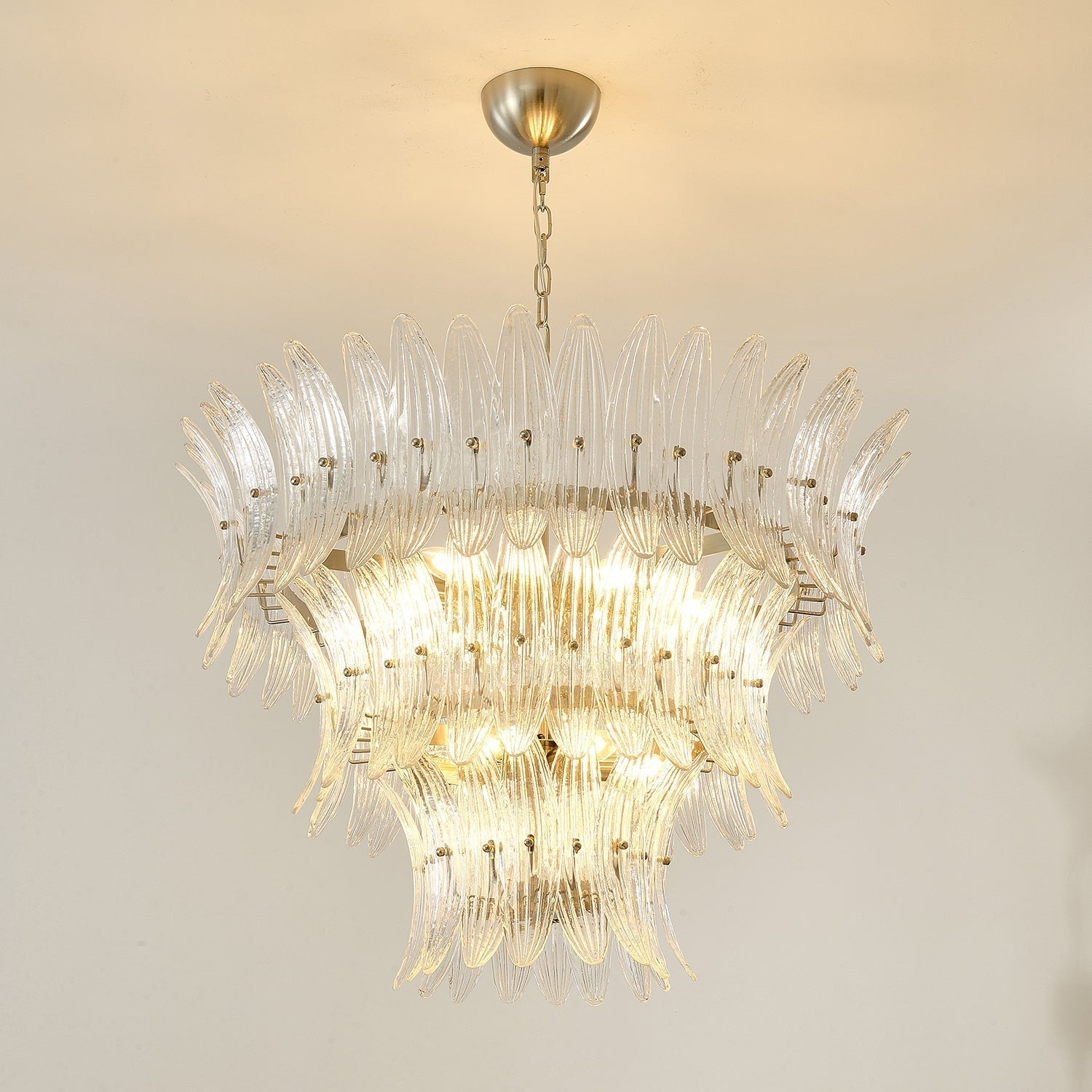 Eirerian Chandelier Murano Glass Palmette Leaf Tiered