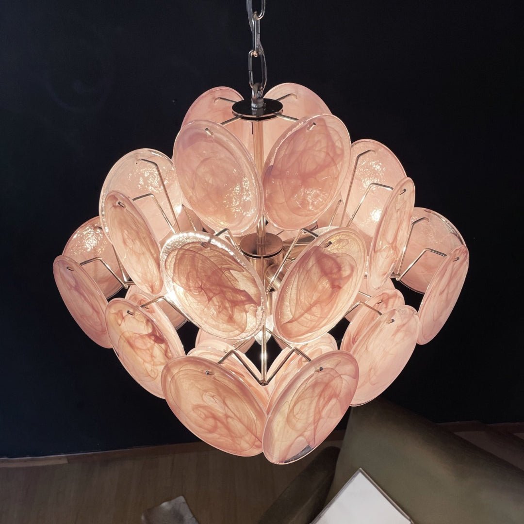 Rivivian Chandelier Pink Disc Layered Artistic