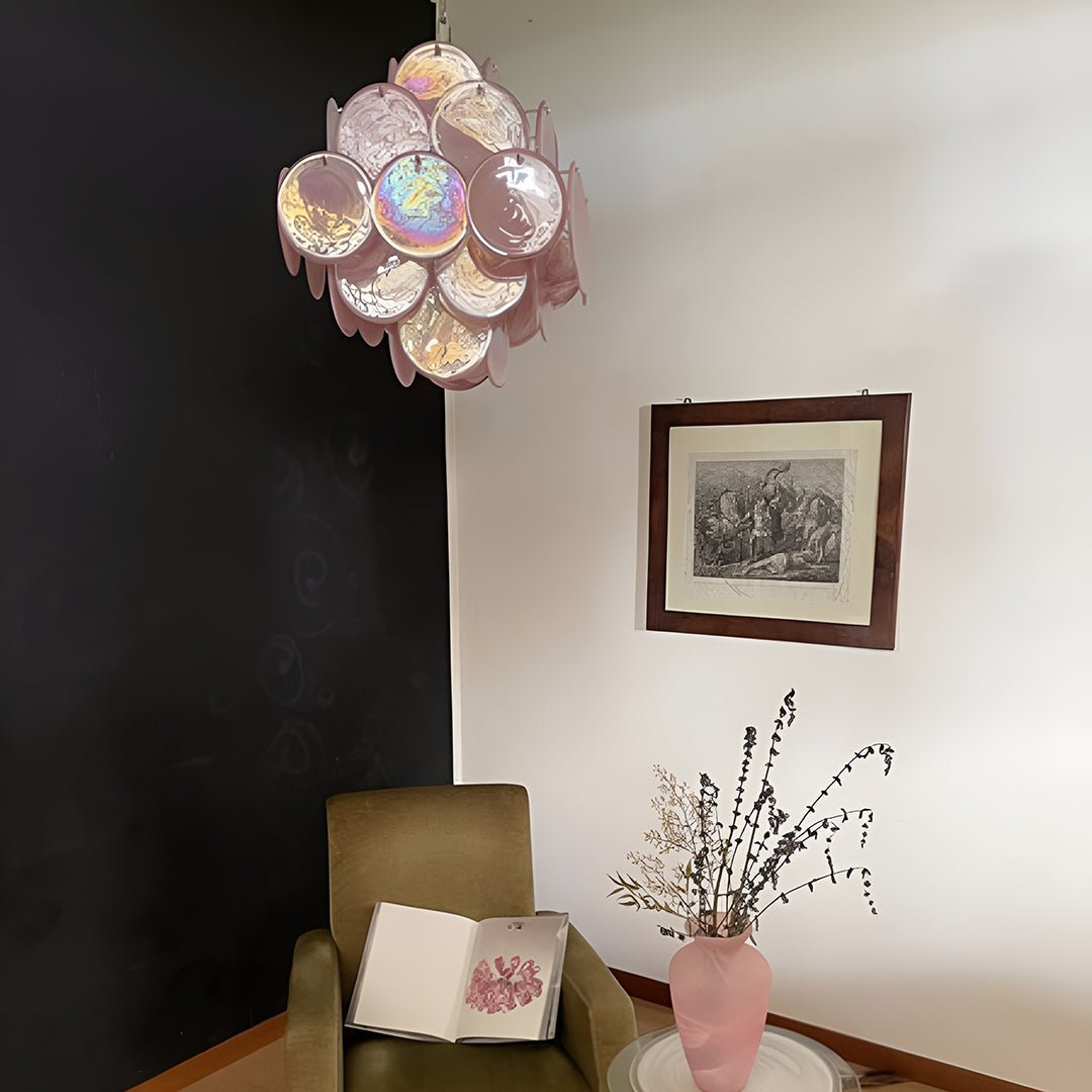 Rivivian Chandelier Pink Disc Layered Artistic