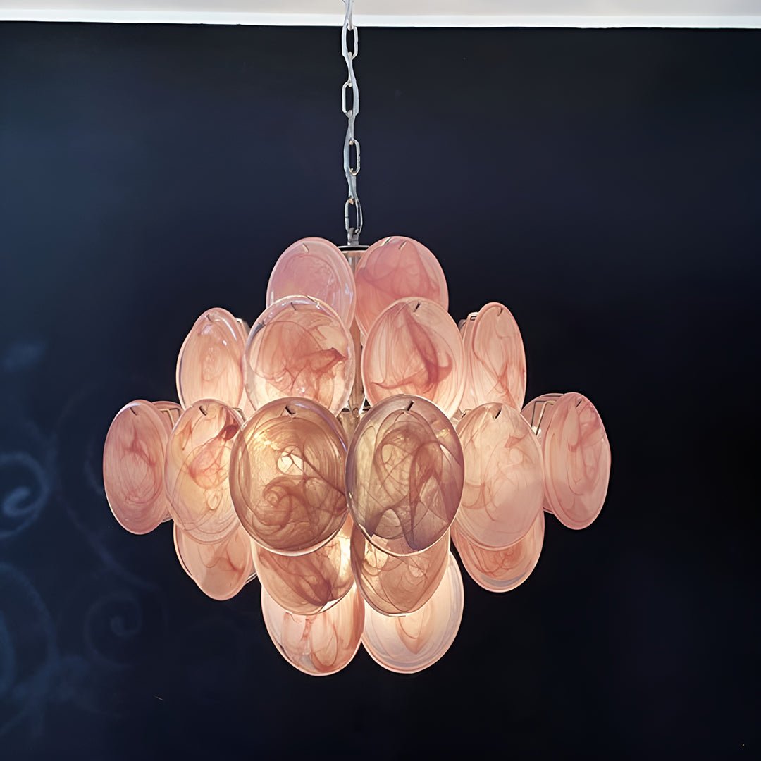 Rivivian Chandelier Pink Disc Layered Artistic