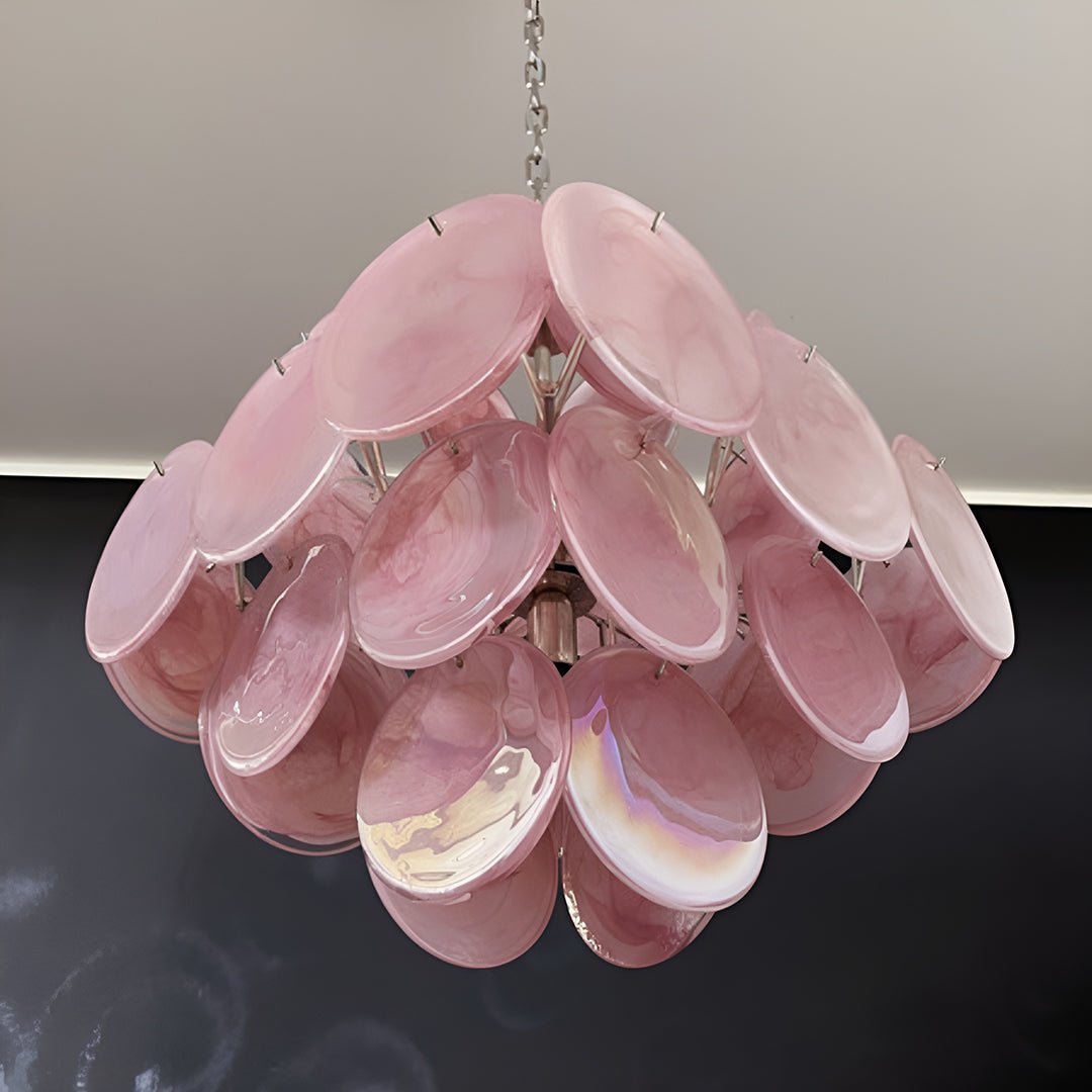 Rivivian Chandelier Pink Disc Layered Artistic