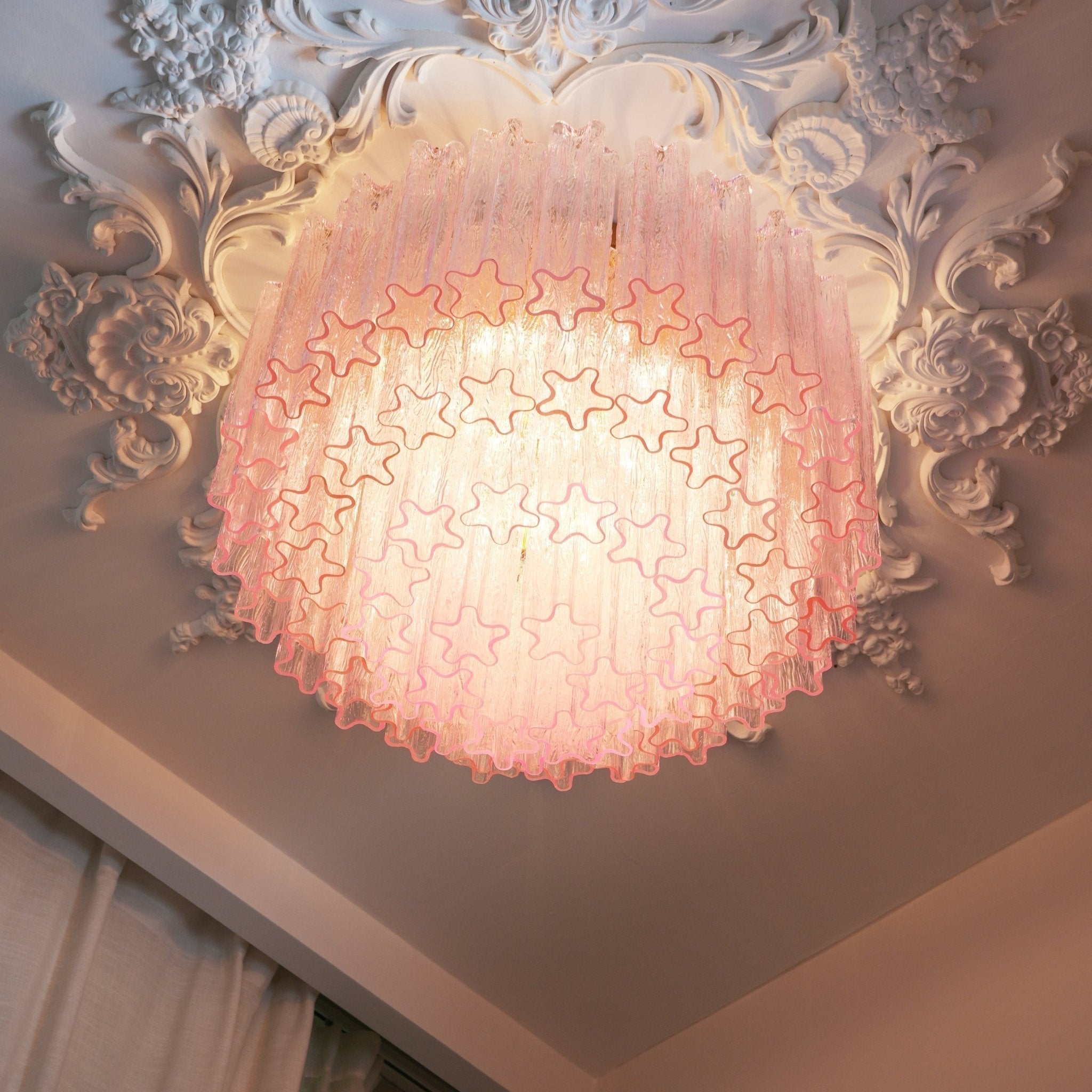 Veliaine Ceiling Lamp Murano Pink Glass Vintage