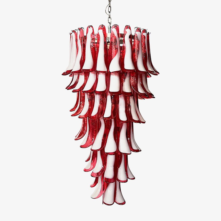 Viraisira Chandelier Red White Murano Spiral Petals