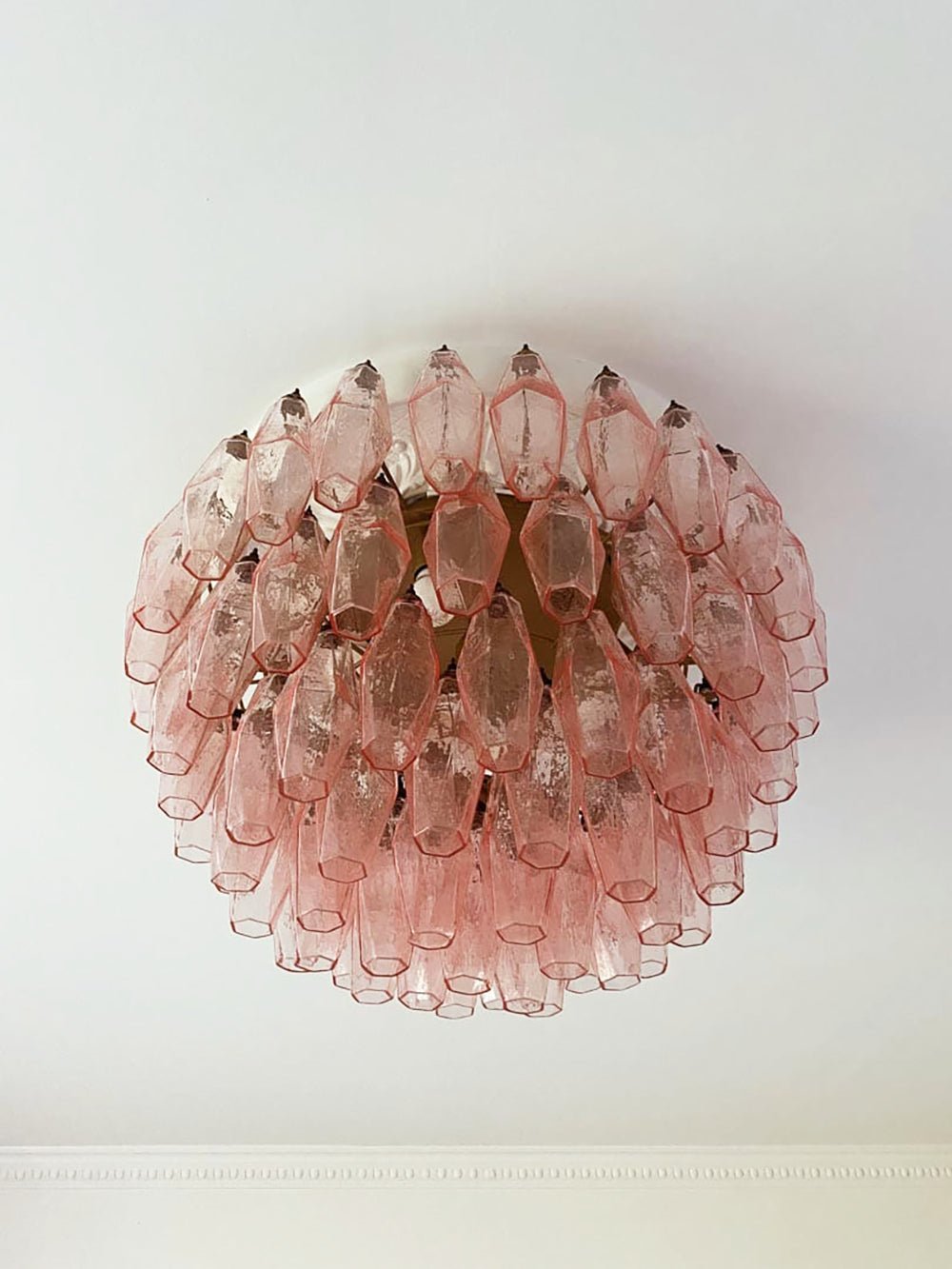Evix Ceiling Lamp Pink Rhombus Glass Layered Vintage Elegance