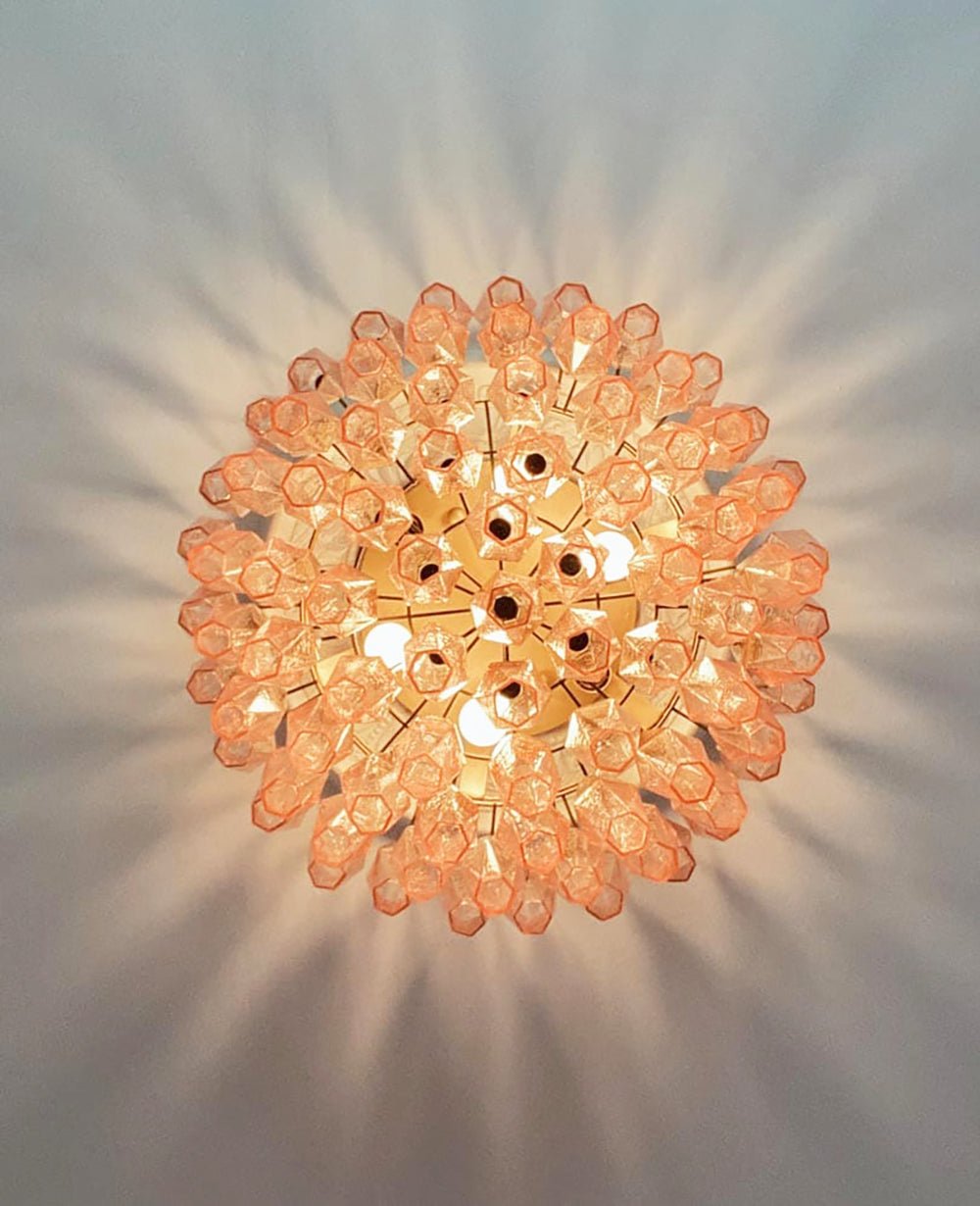 Evix Ceiling Lamp Pink Rhombus Glass Layered Vintage Elegance