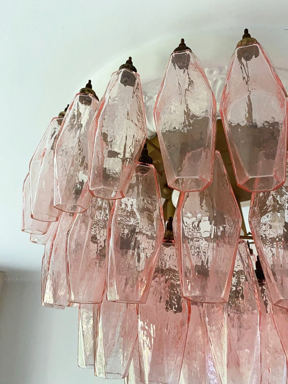 Evix Ceiling Lamp Pink Rhombus Glass Layered Vintage Elegance