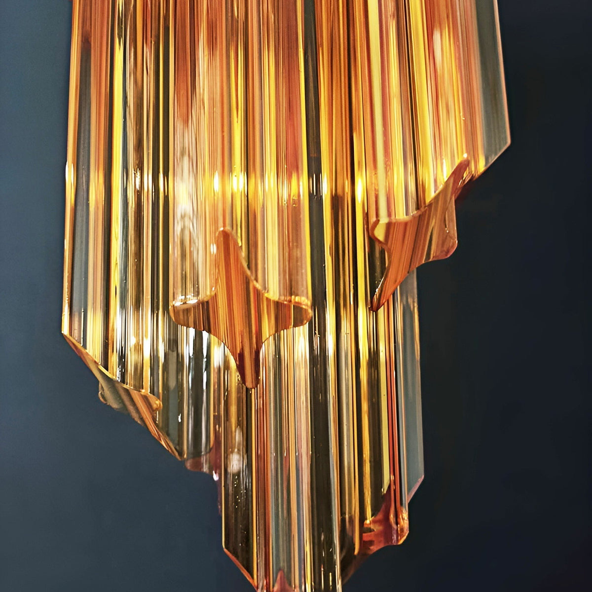 Reninelle Chandelier Spiral Pink Prism Tiered