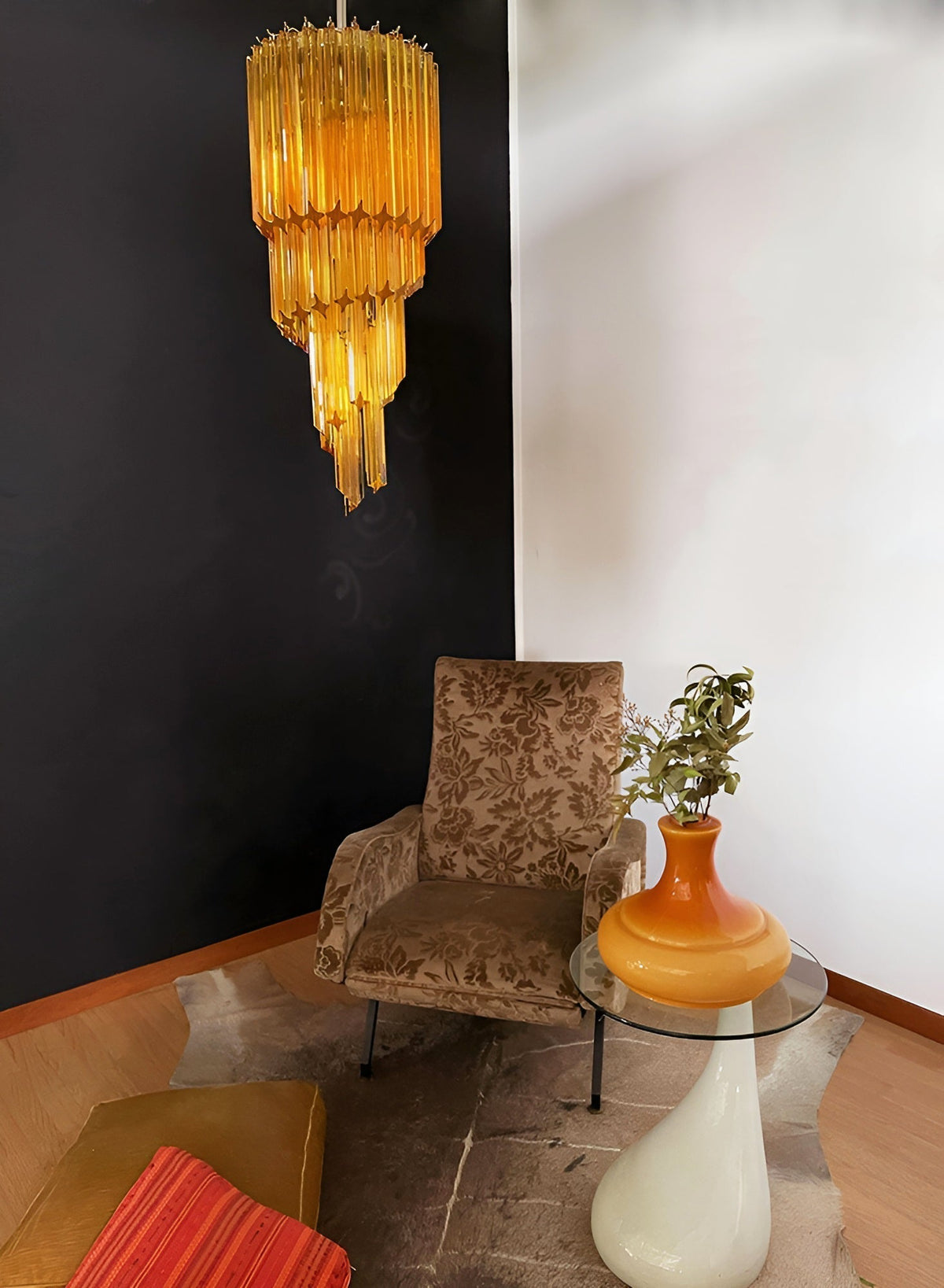 Reninelle Chandelier Spiral Pink Prism Tiered