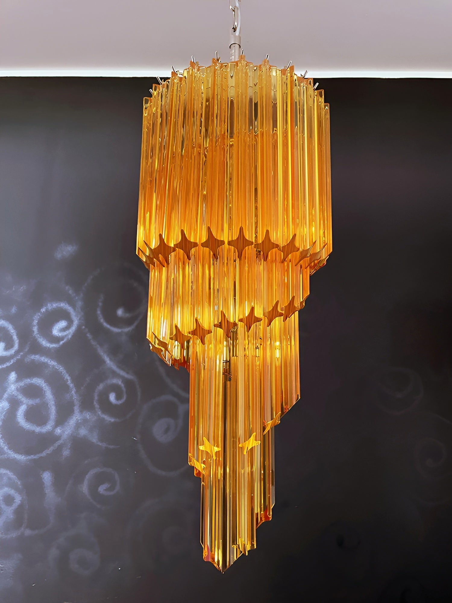 Reninelle Chandelier Spiral Pink Prism Tiered