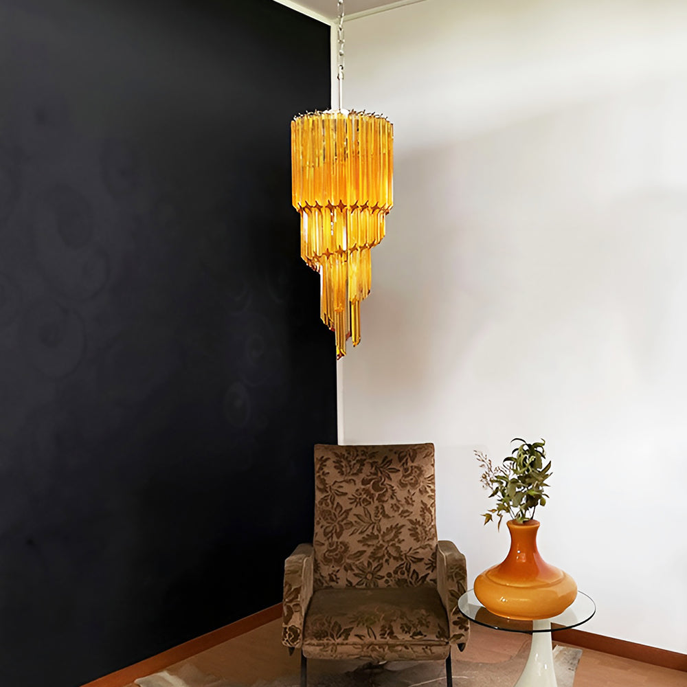 Reninelle Chandelier Spiral Pink Prism Tiered