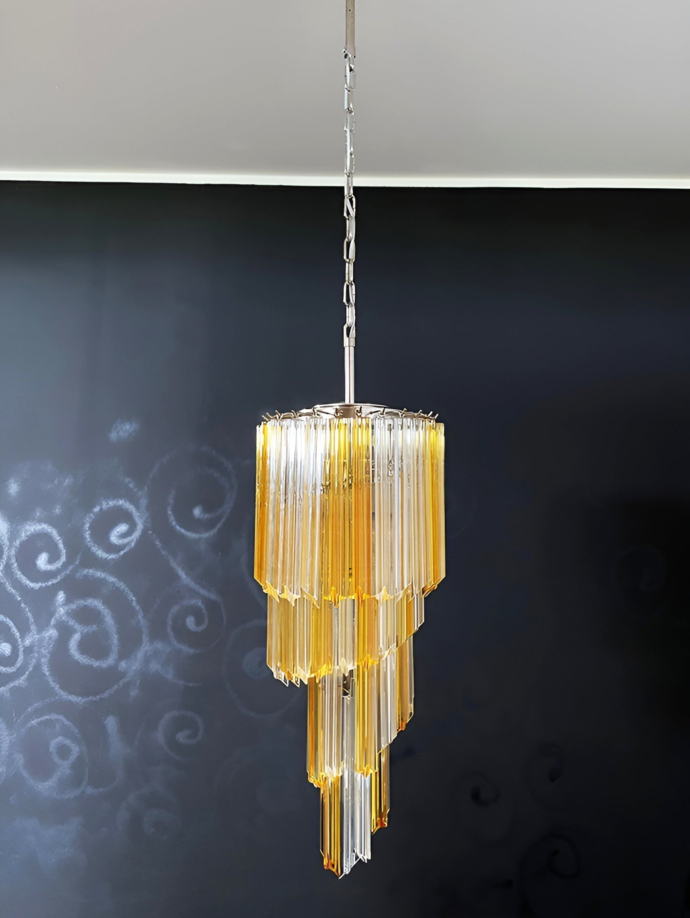 Reninelle Chandelier Spiral Pink Prism Tiered