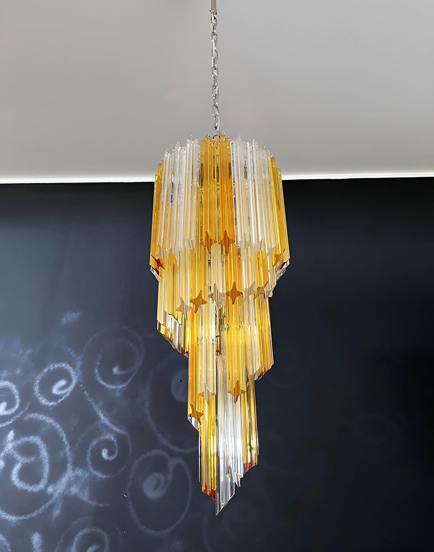 Reninelle Chandelier Spiral Pink Prism Tiered