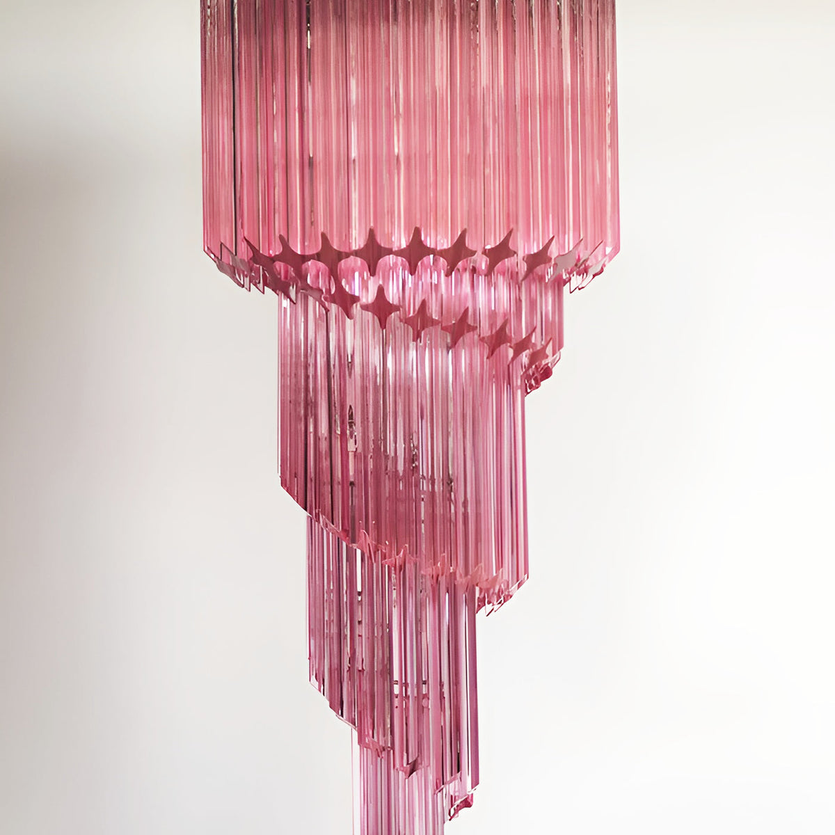 Reninelle Chandelier Spiral Pink Prism Tiered