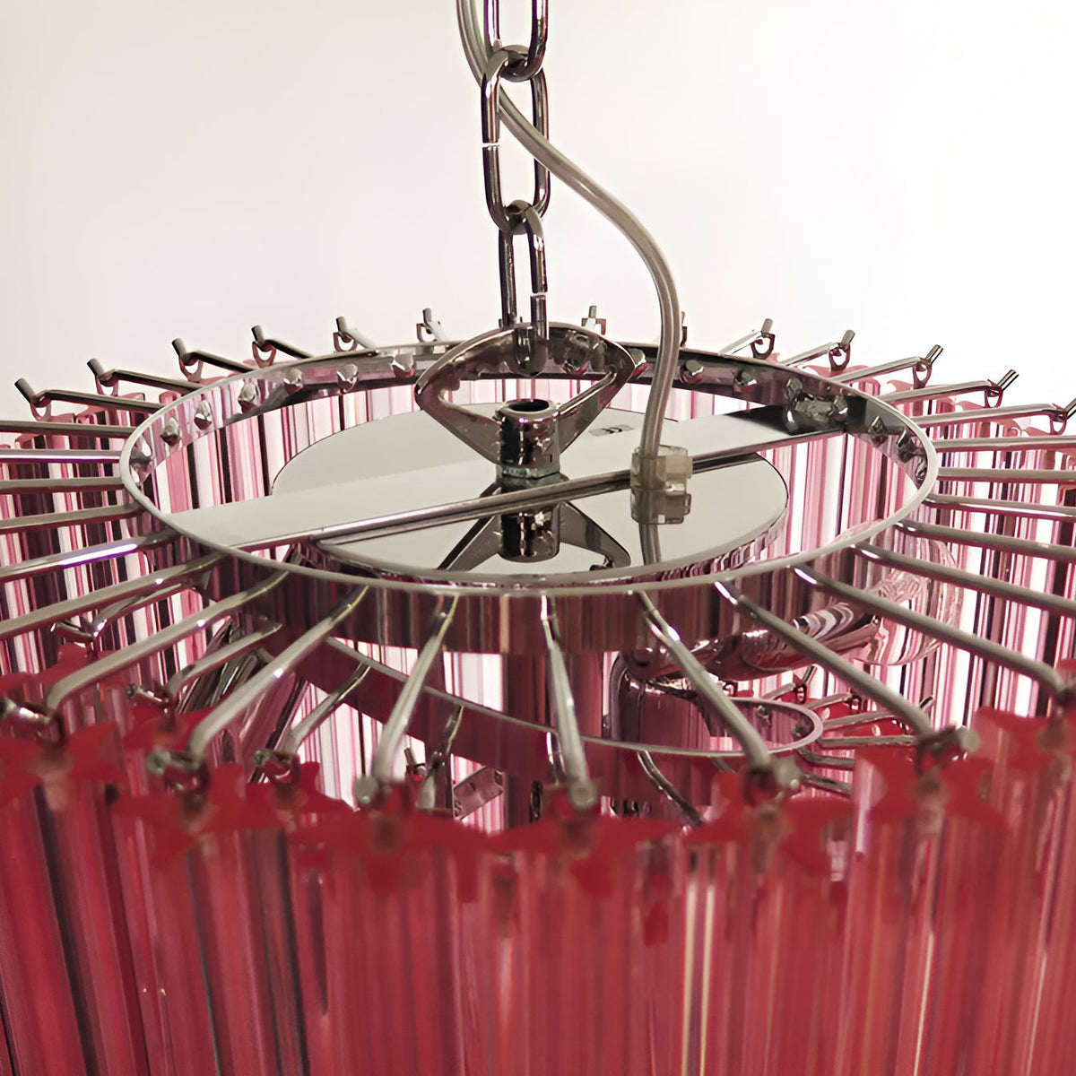 Reninelle Chandelier Spiral Pink Prism Tiered