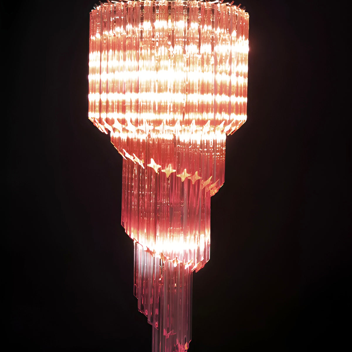 Reninelle Chandelier Spiral Pink Prism Tiered