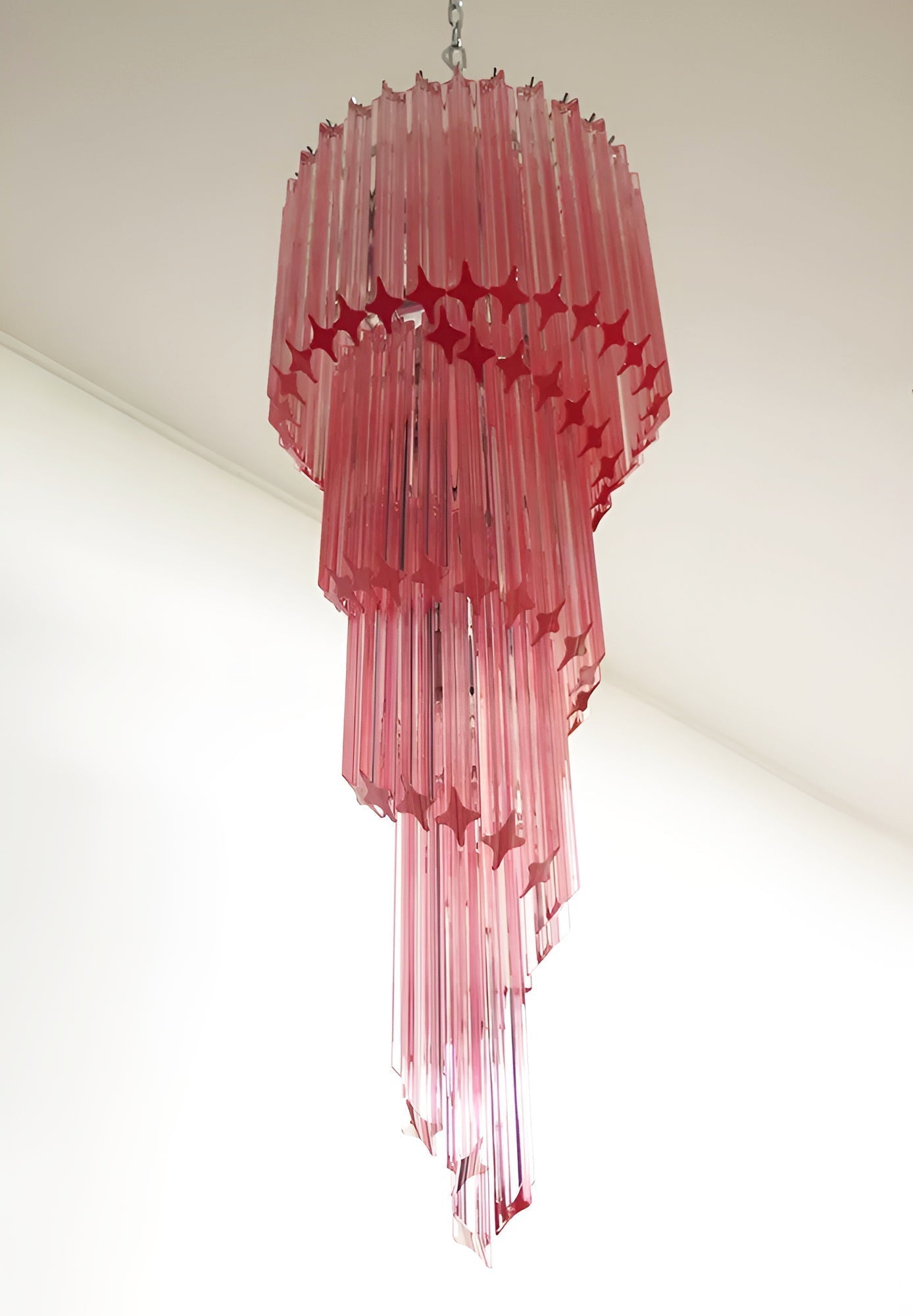 Reninelle Chandelier Spiral Pink Prism Tiered