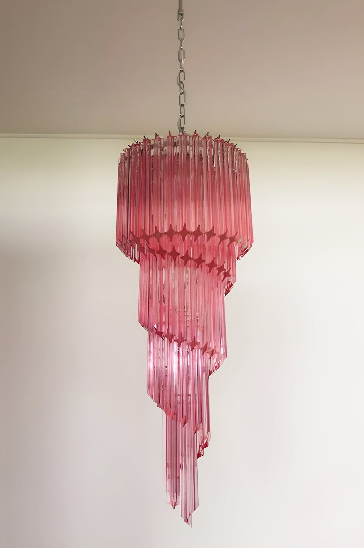 Reninelle Chandelier Spiral Pink Prism Tiered