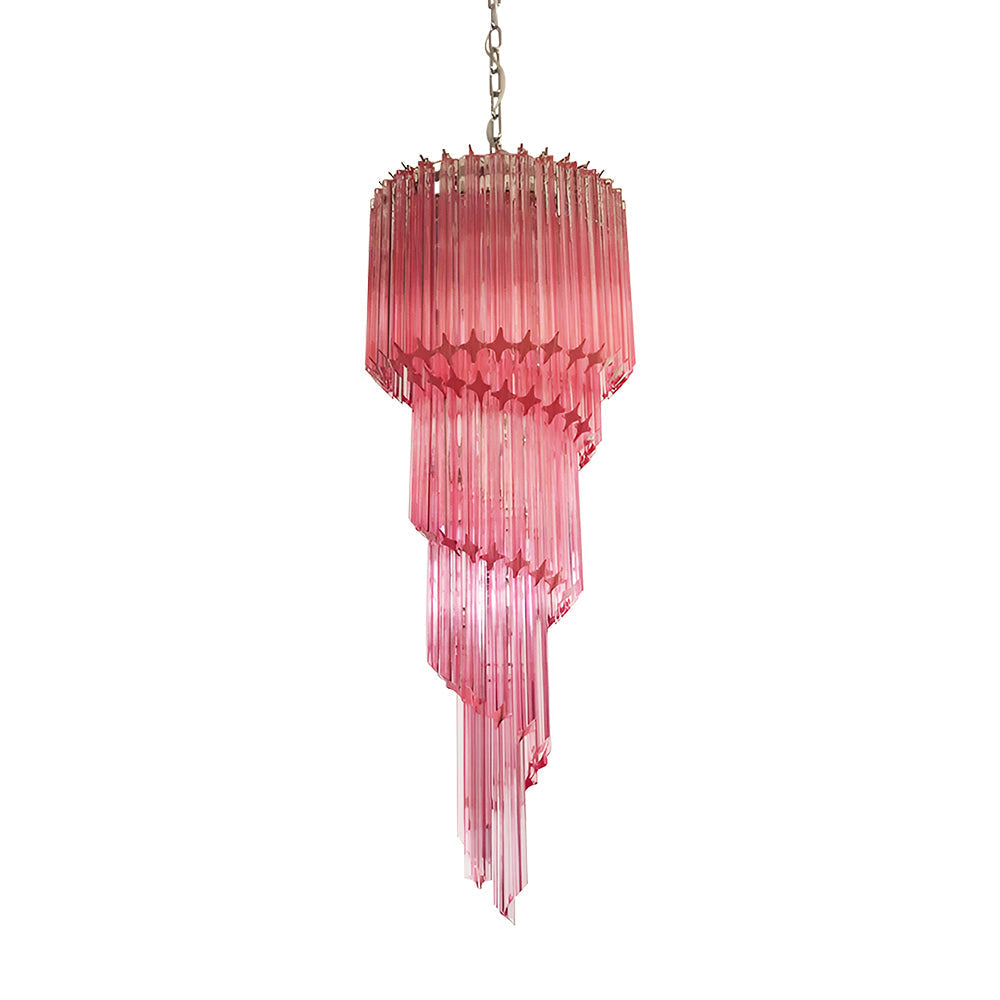 Reninelle Chandelier Spiral Pink Prism Tiered