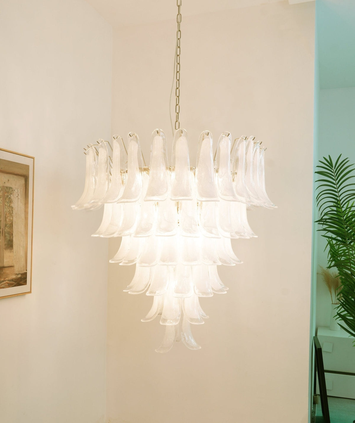 Celiian Chandelier Murano Glass Petals Vintage