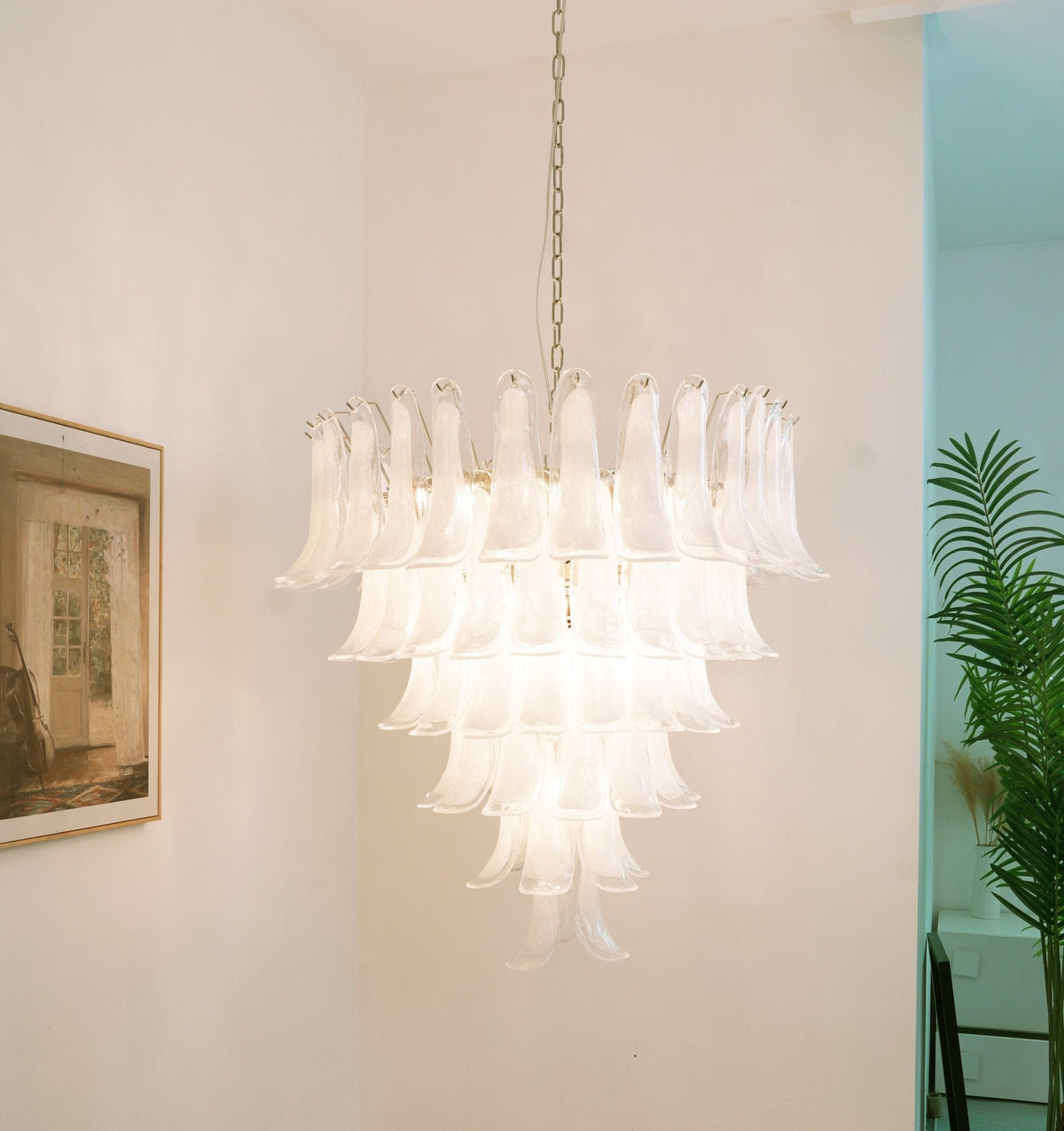 Celiian Chandelier Murano Glass Petals Vintage
