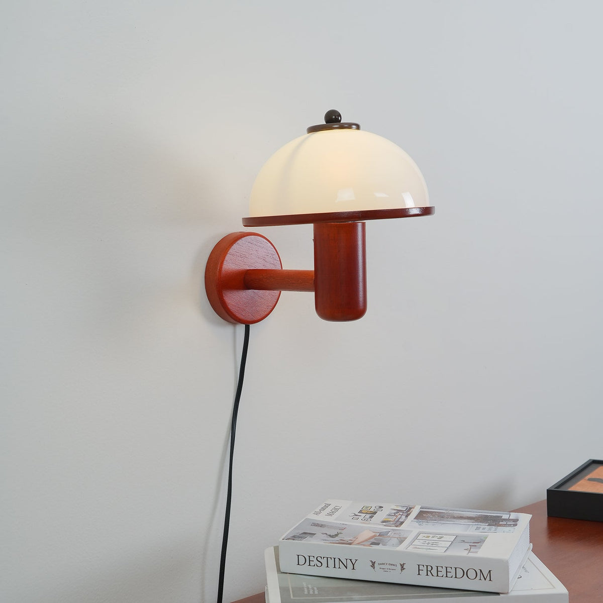 Rinerise Wall Lamp Mushroom Wood Oak