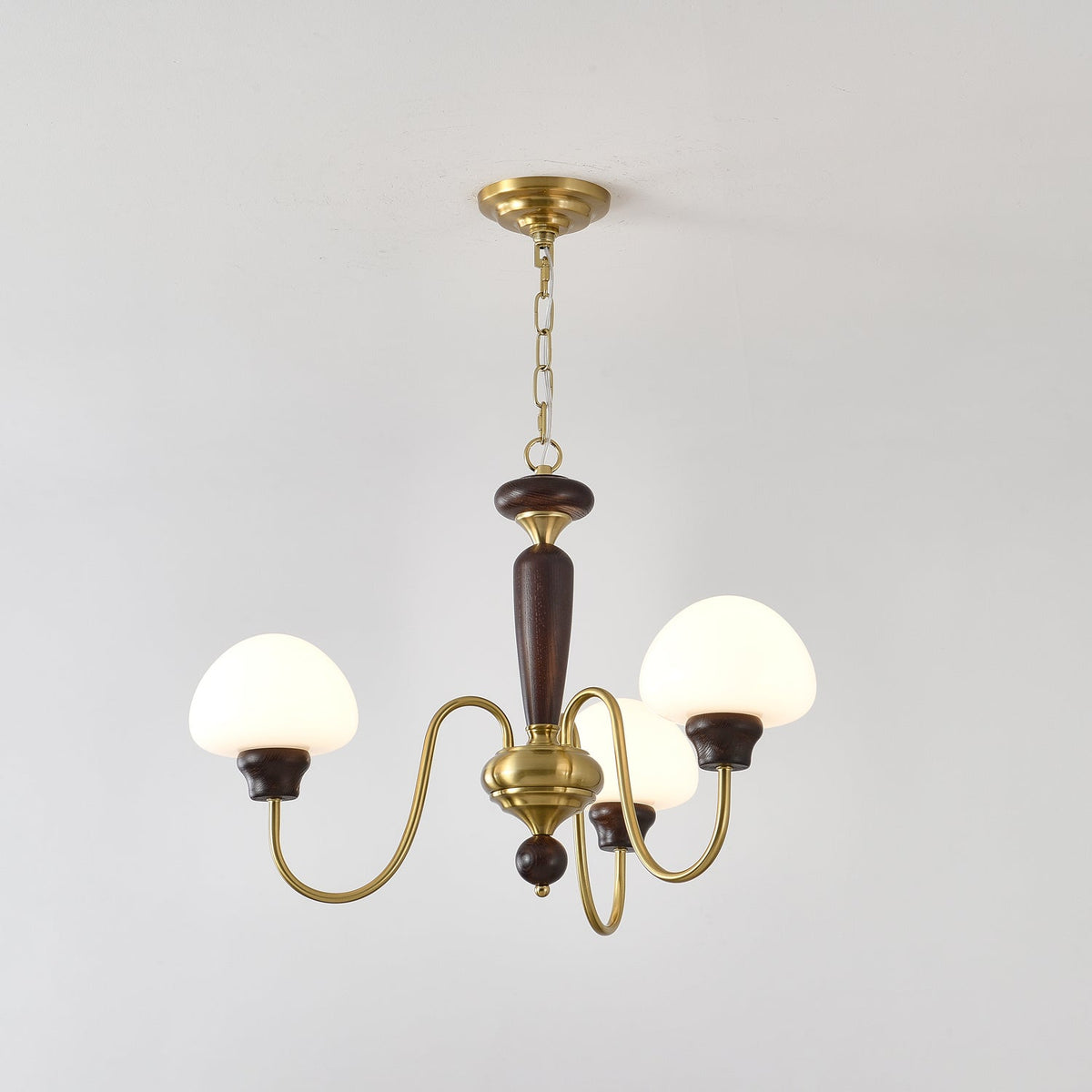 Rinivelle Chandelier Brass Wood Mushroom Classic