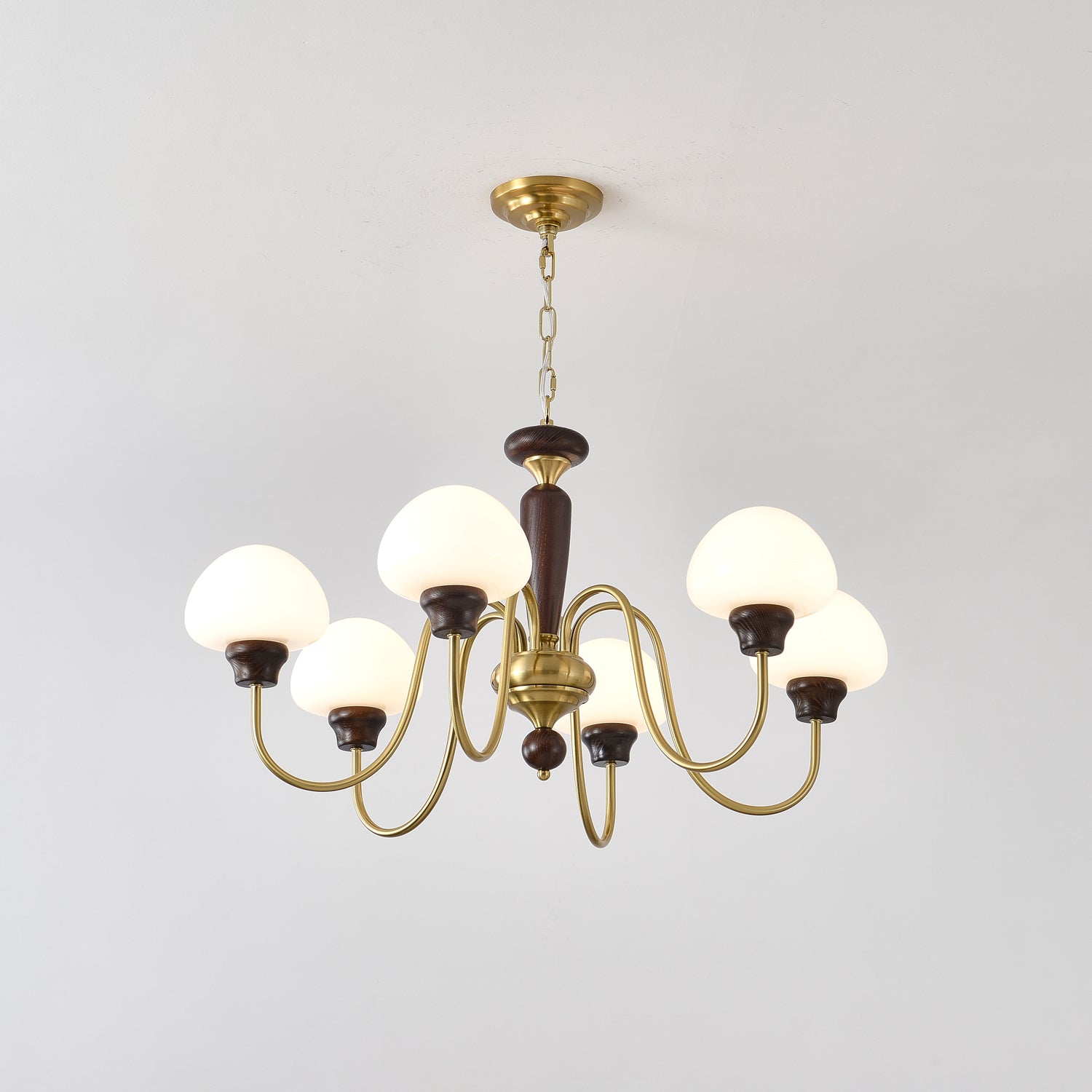 Rinivelle Chandelier Brass Wood Mushroom Classic