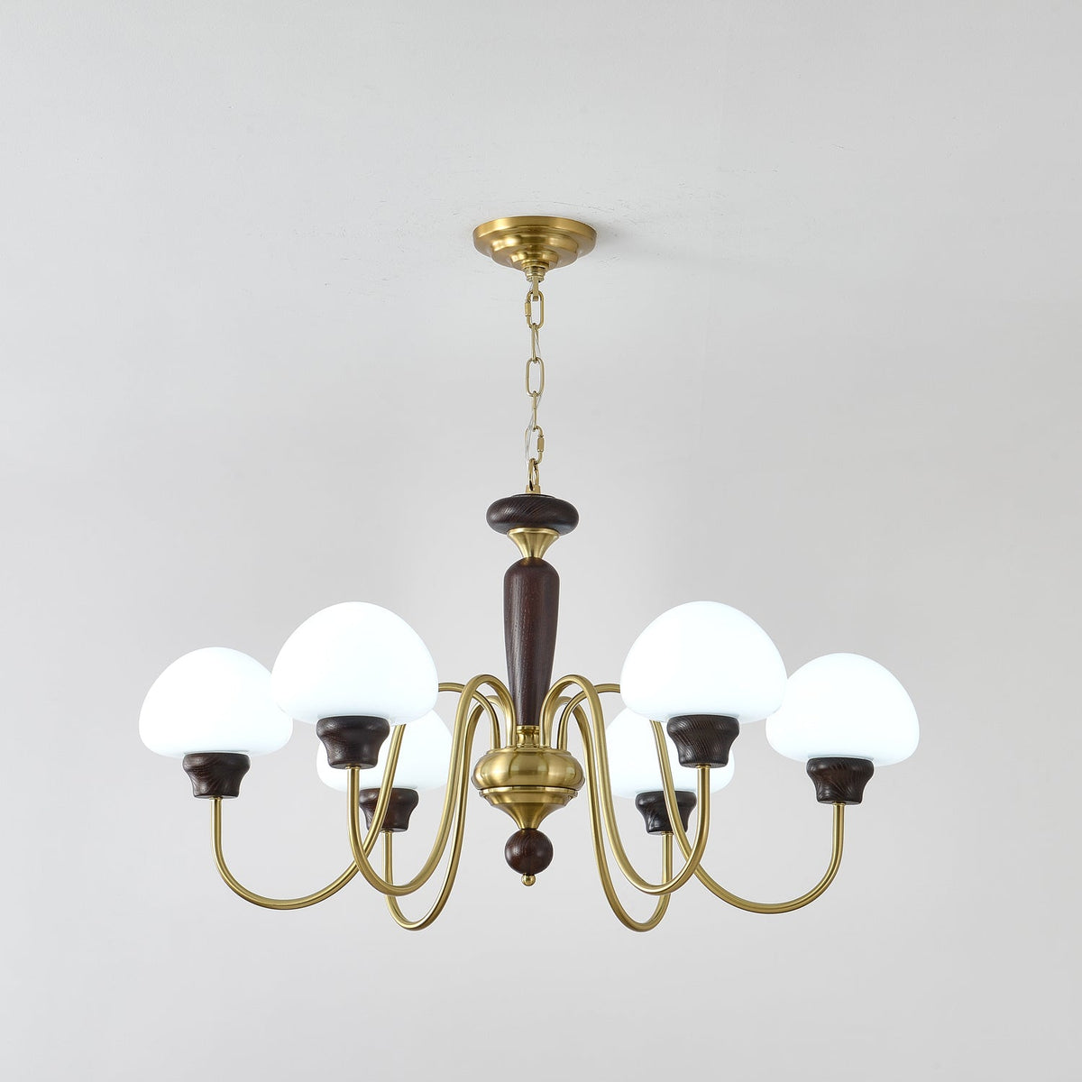 Rinivelle Chandelier Brass Wood Mushroom Classic