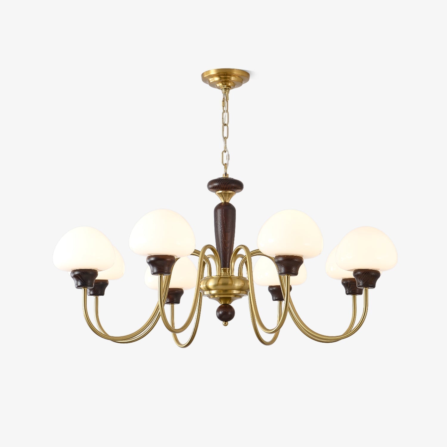 Rinivelle Chandelier Brass Wood Mushroom Classic