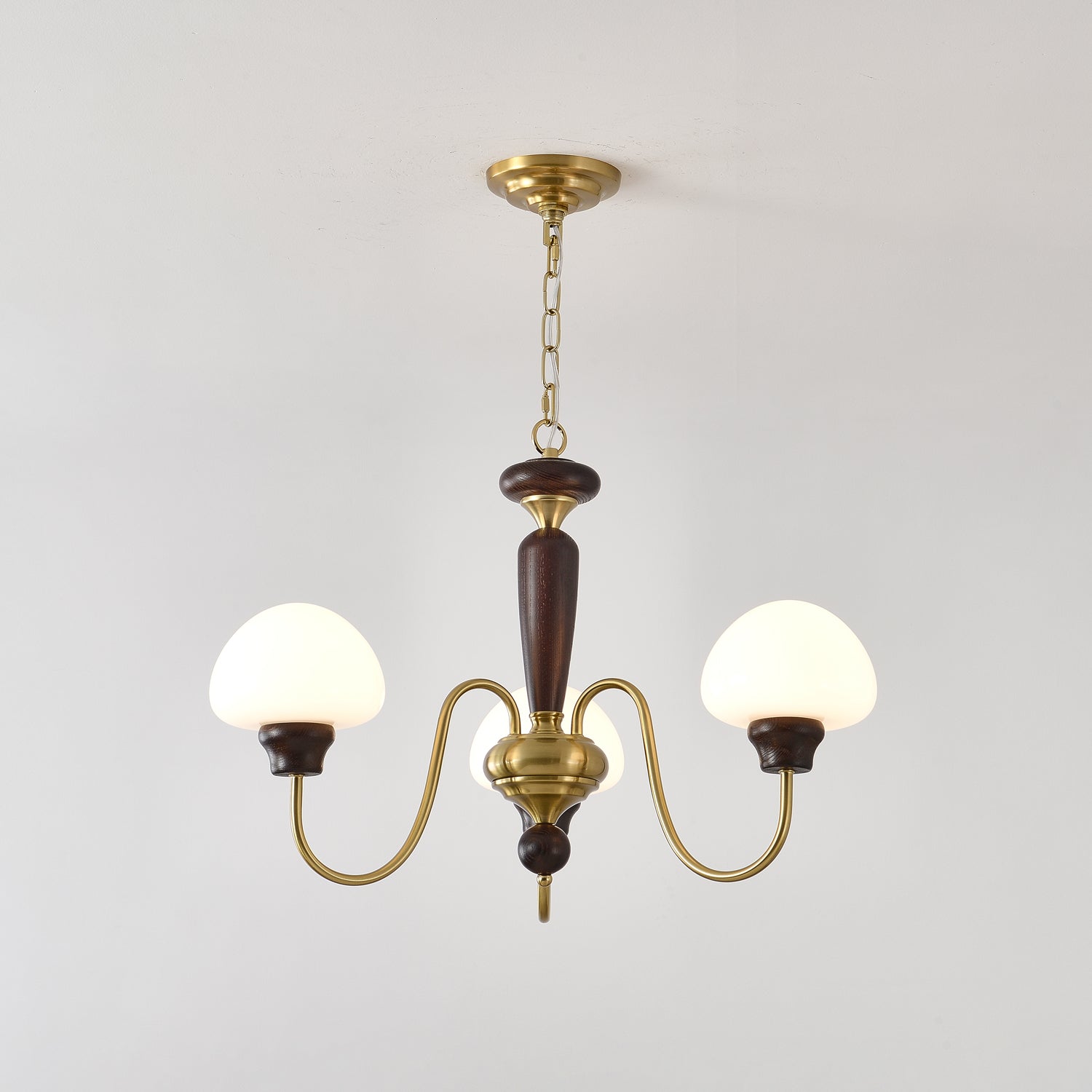 Rinivelle Chandelier Brass Wood Mushroom Classic