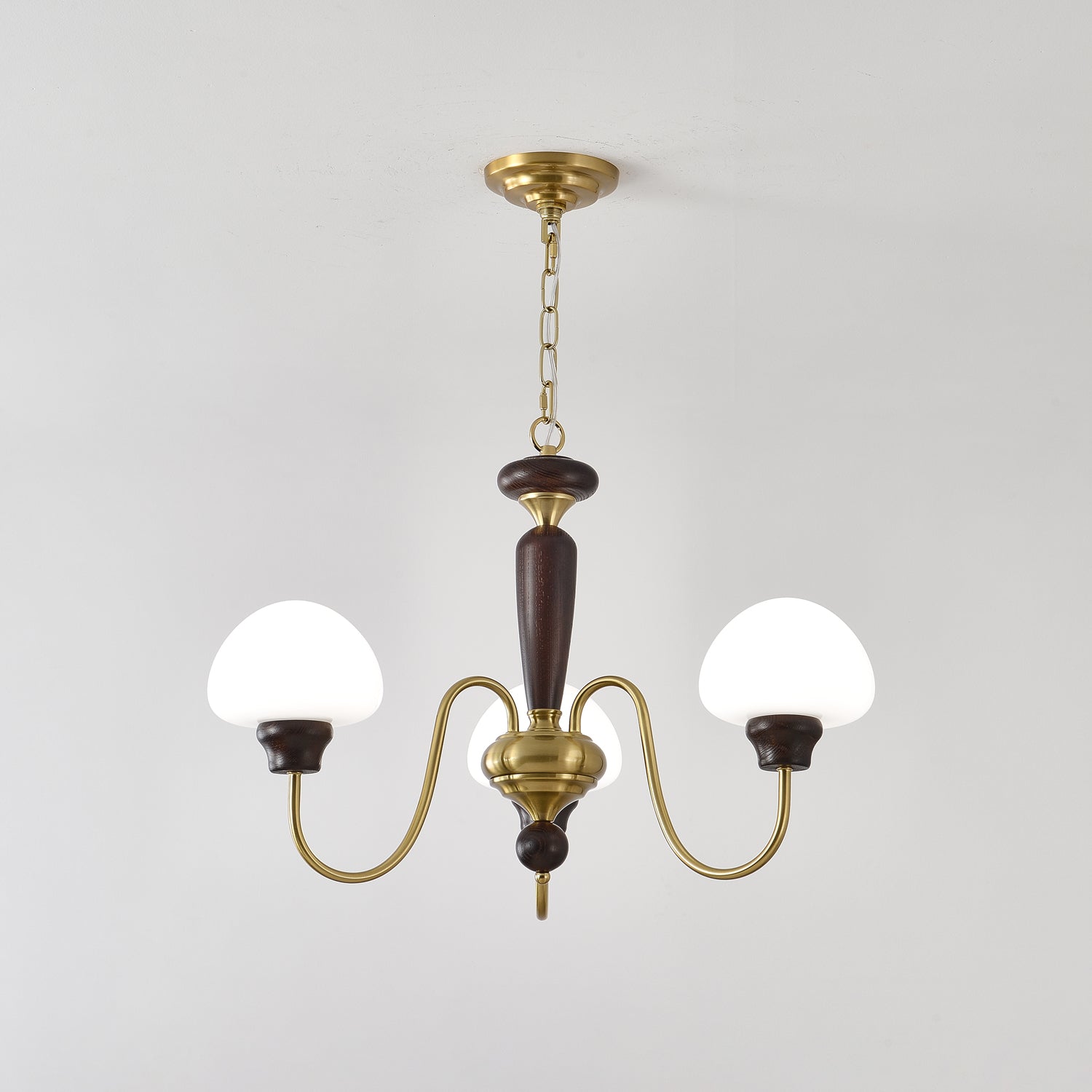 Rinivelle Chandelier Brass Wood Mushroom Classic