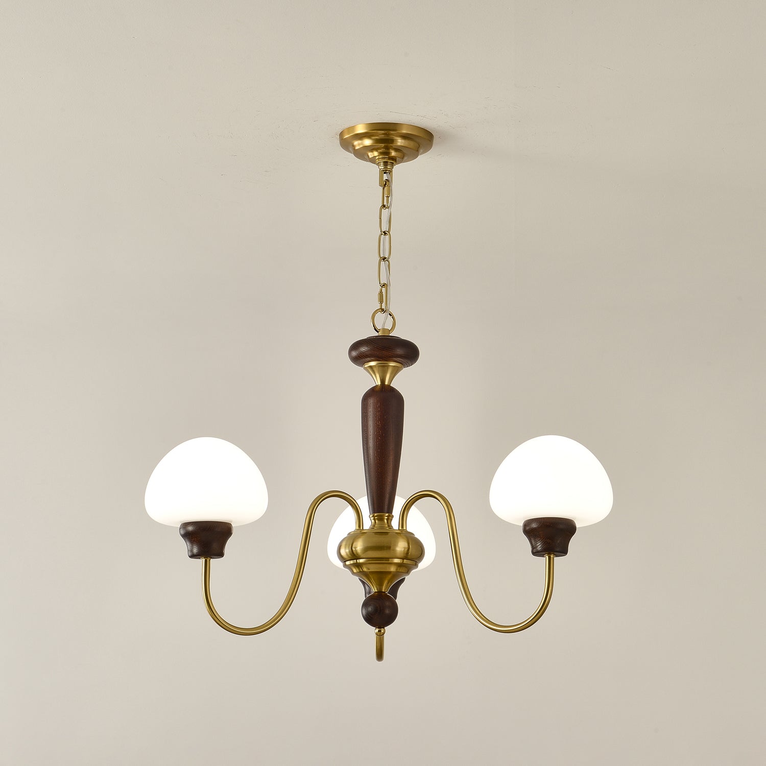 Rinivelle Chandelier Brass Wood Mushroom Classic