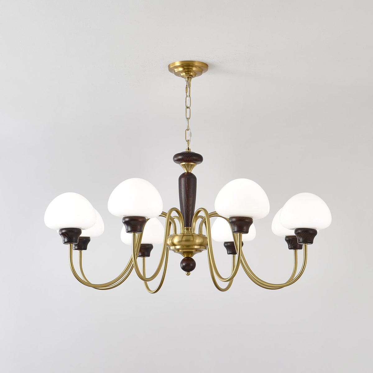 Rinivelle Chandelier Brass Wood Mushroom Classic