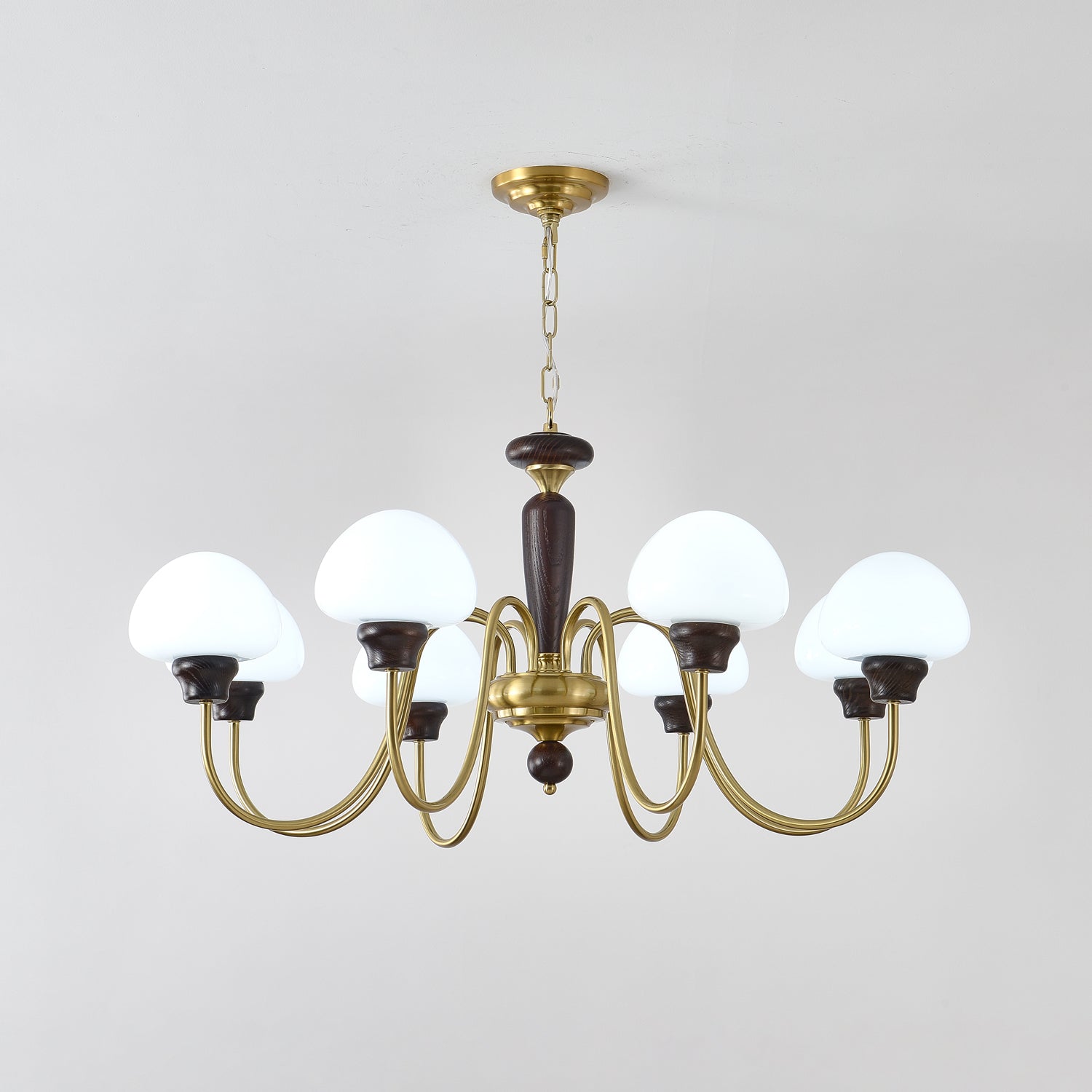 Rinivelle Chandelier Brass Wood Mushroom Classic