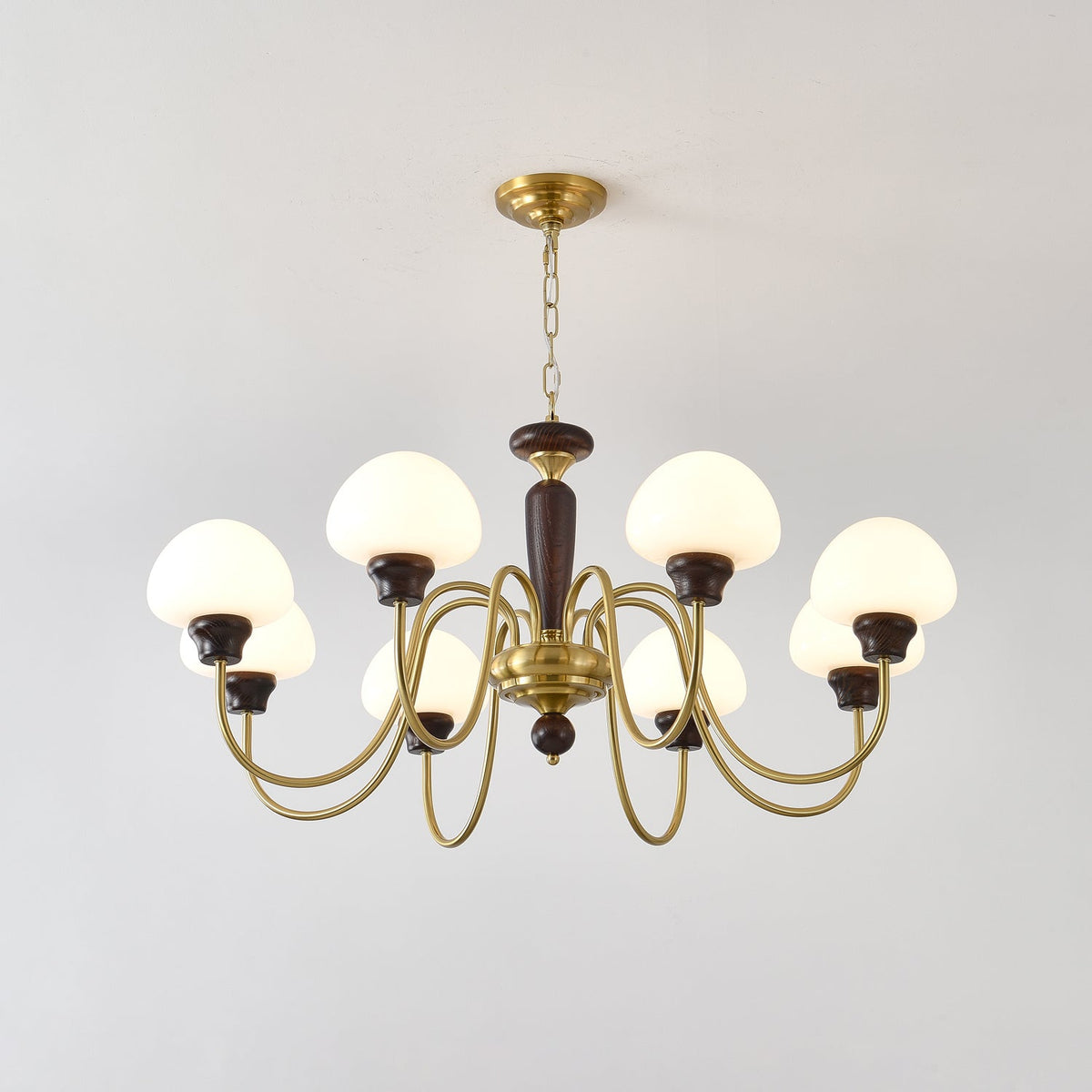Rinivelle Chandelier Brass Wood Mushroom Classic
