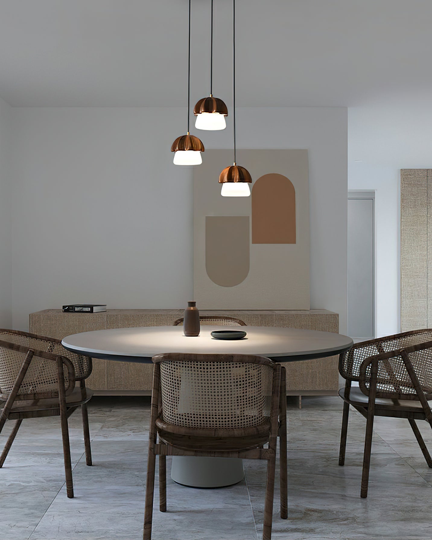 Rineine Pendant Lamp Mushroom Cluster Wood & Glass