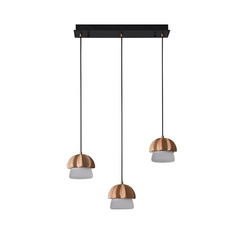 Rineine Pendant Lamp Mushroom Cluster Wood & Glass