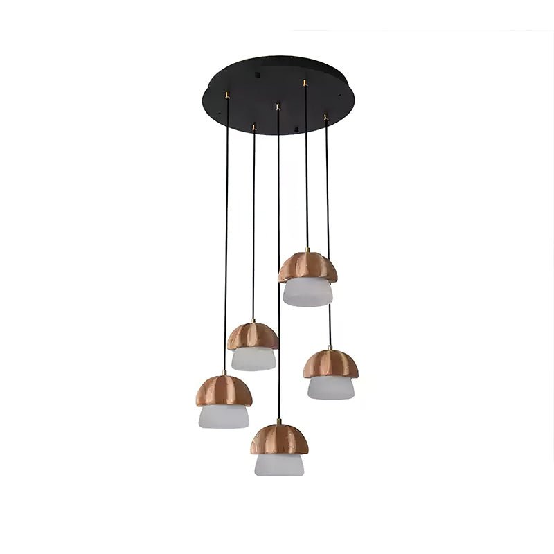 Rineine Pendant Lamp Mushroom Cluster Wood & Glass