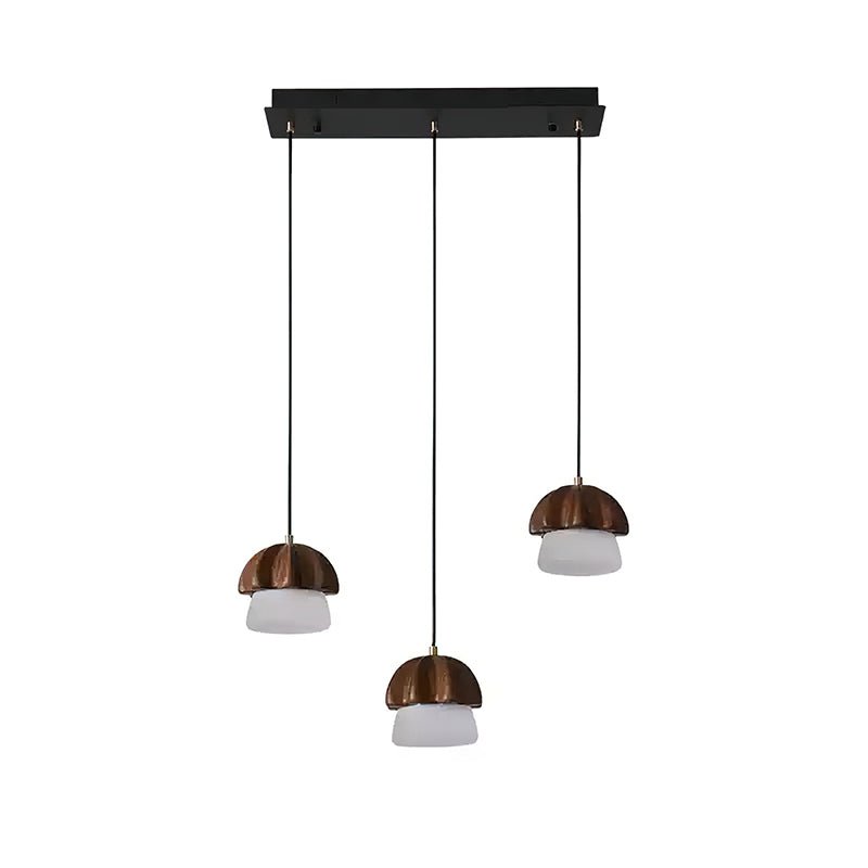 Rineine Pendant Lamp Mushroom Cluster Wood & Glass