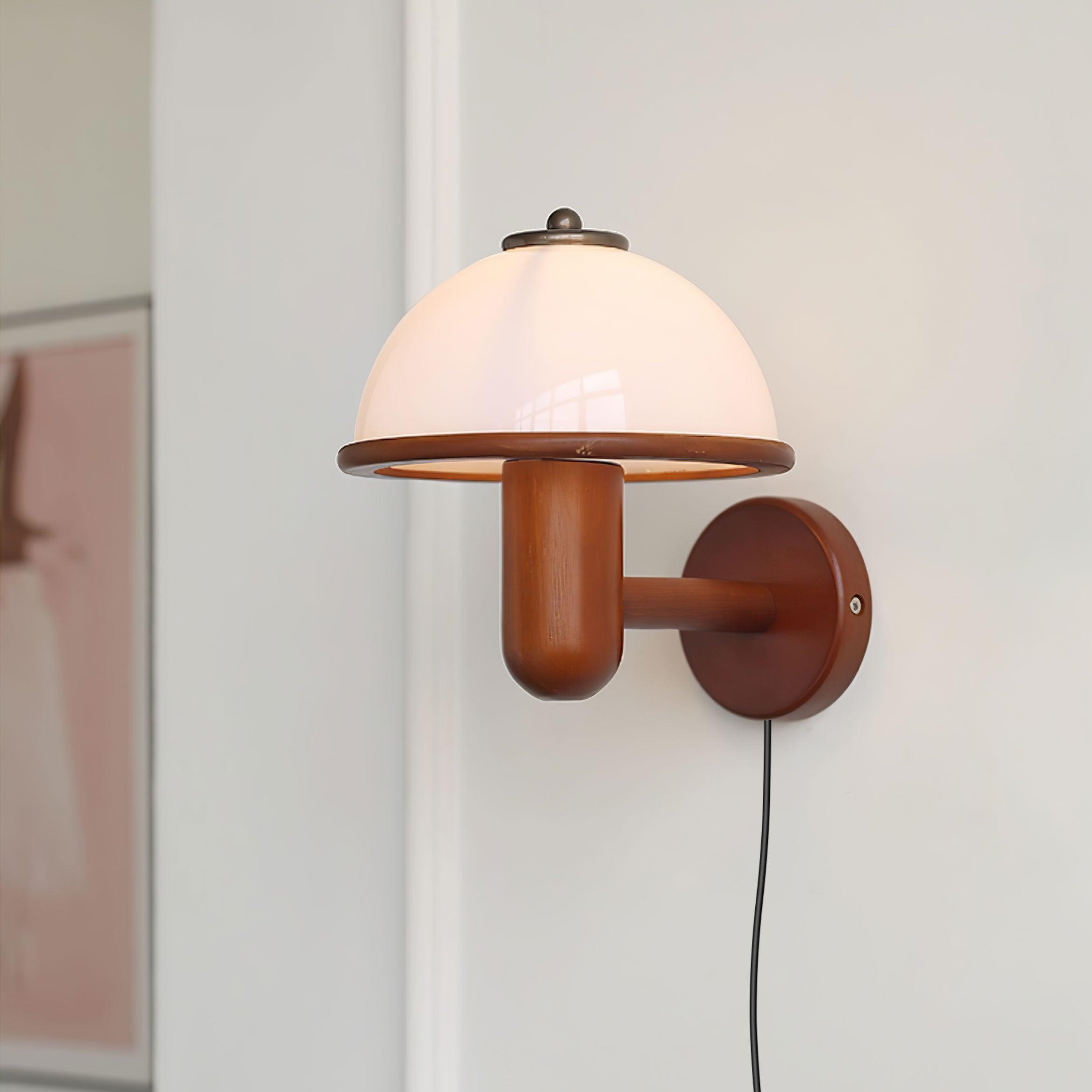 Rinerise Wall Lamp Mushroom Wood Oak