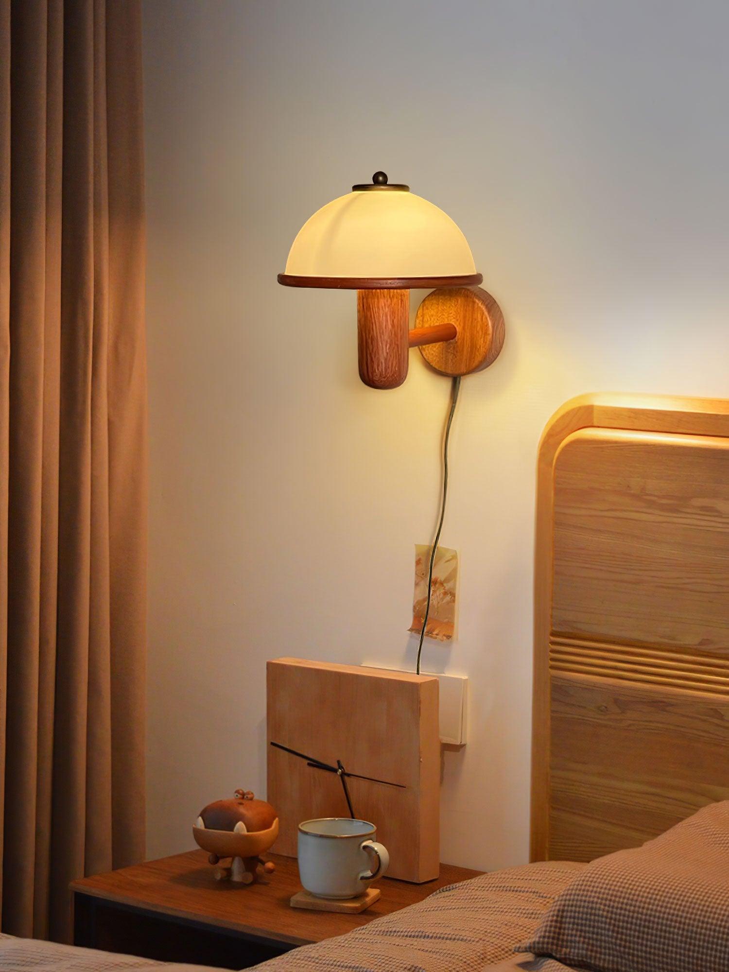 Rinerise Wall Lamp Mushroom Wood Oak